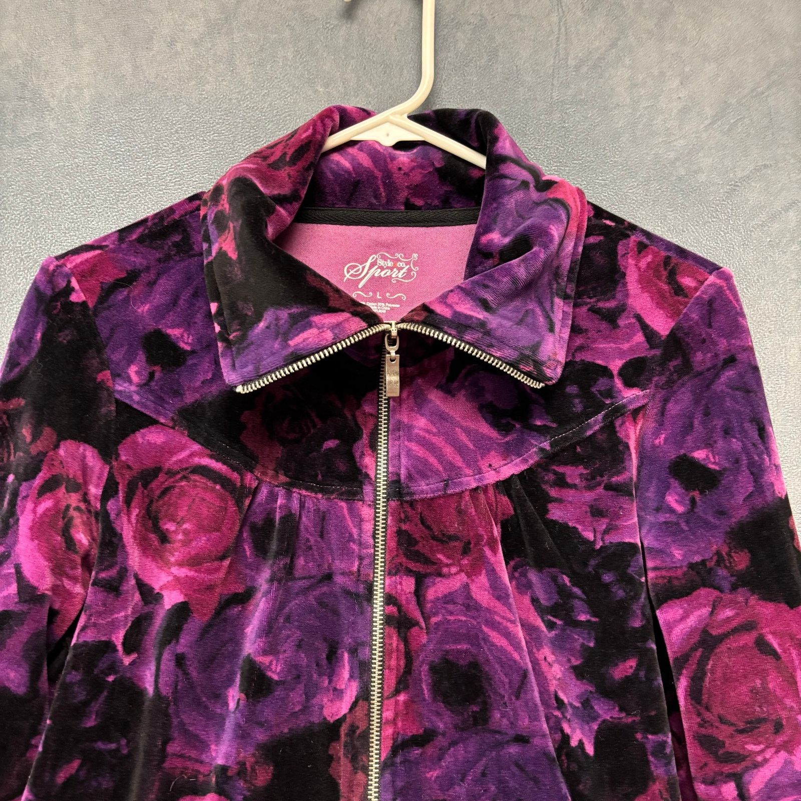 Other Style Co Sport Velvet Jacket Zip Up Turtleneck Track Jacket Size L / US 10 / IT 46 - 5 Thumbnail