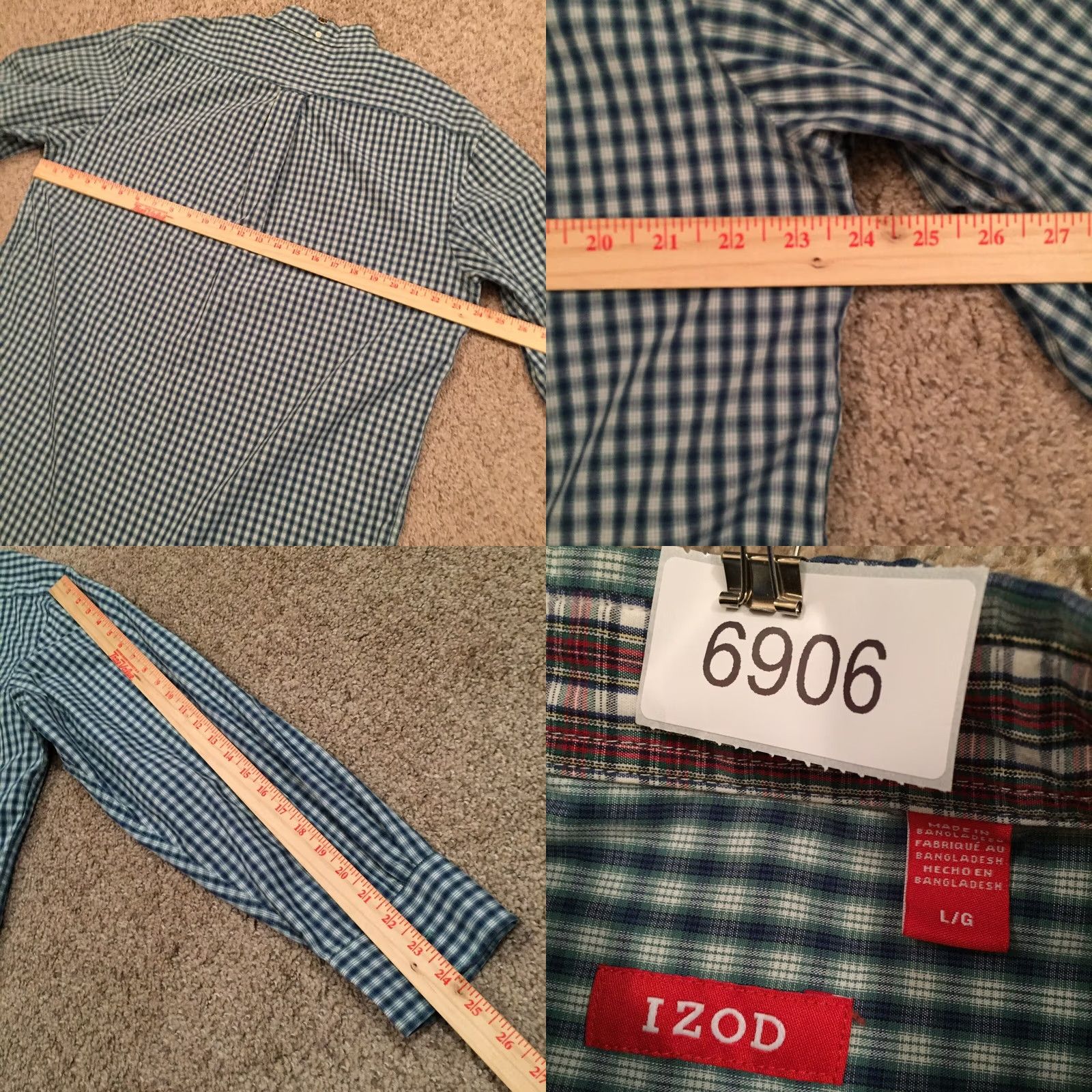 Izod Izod Shirt Mens Large Blue Plaid Long Sleeve Button Up Size US L / EU 52-54 / 3 - 8 Thumbnail