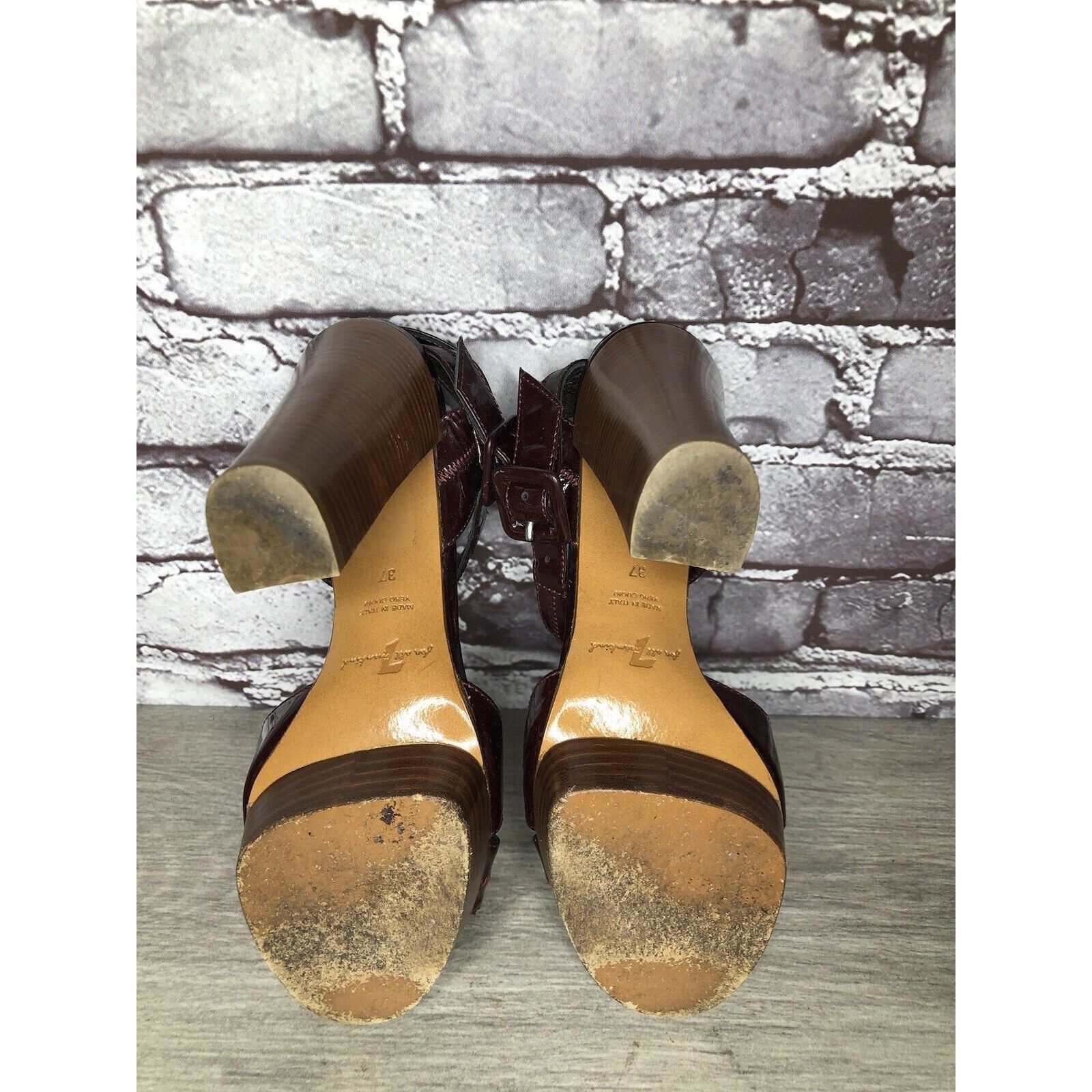 7 For All Mankind 7 Seven For All Mankind Purple Patent Platform Sandals Heels Size US 6.5 / IT 36.5 - 9 Thumbnail