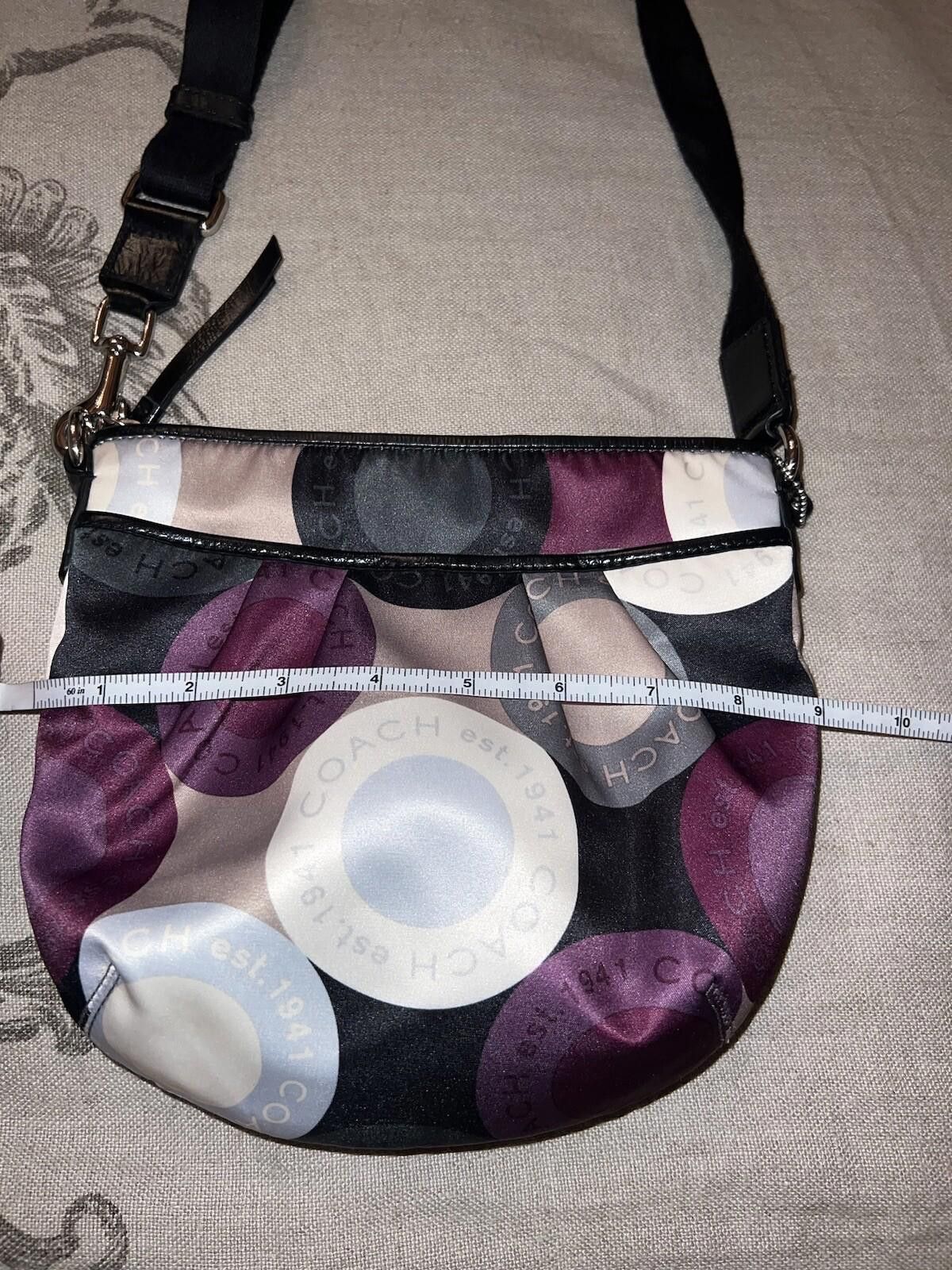 Coach Coach Silk Crossbody Purple & Brown PURSE BAG TOTE Circles Size ONE SIZE - 10 Thumbnail