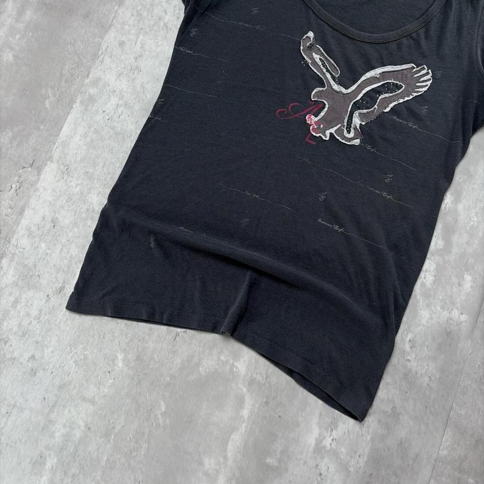 American Eagle Outfitters Y2K Grey American Eagle Grunge Gothic Skater T-Shirt Size L / US 10 / IT 46 - 4 Thumbnail