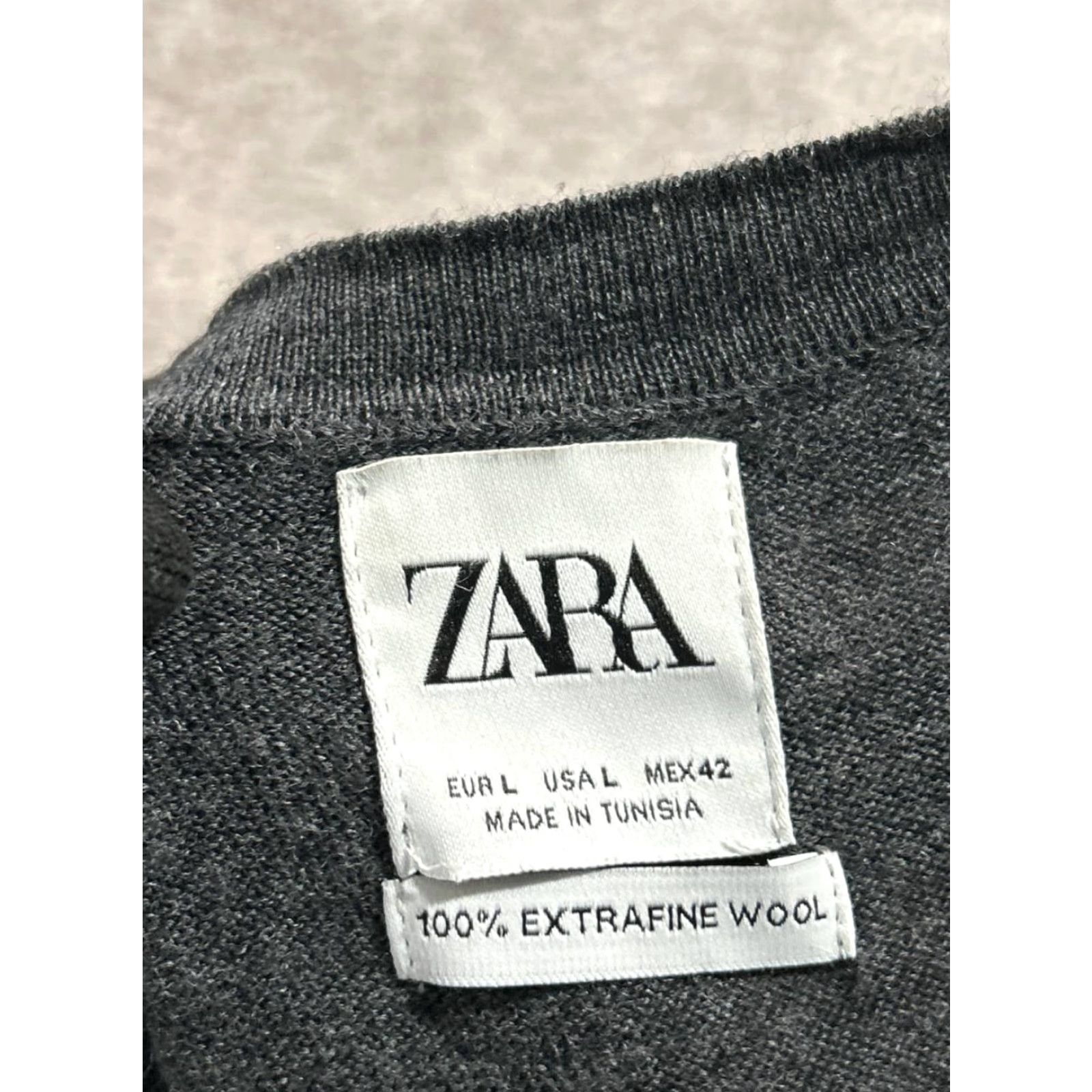 Zara Zara Mens Large Gray Wool Knit Pullover Sweater Size US L / EU 52-54 / 3 - 3 Thumbnail