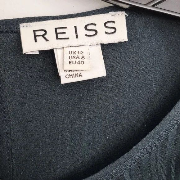 Reiss Adina Pintuck Forest Green Silk Long Slv Blouse Fall Spring Size M / US 6-8 / IT 42-44 - 8 Thumbnail