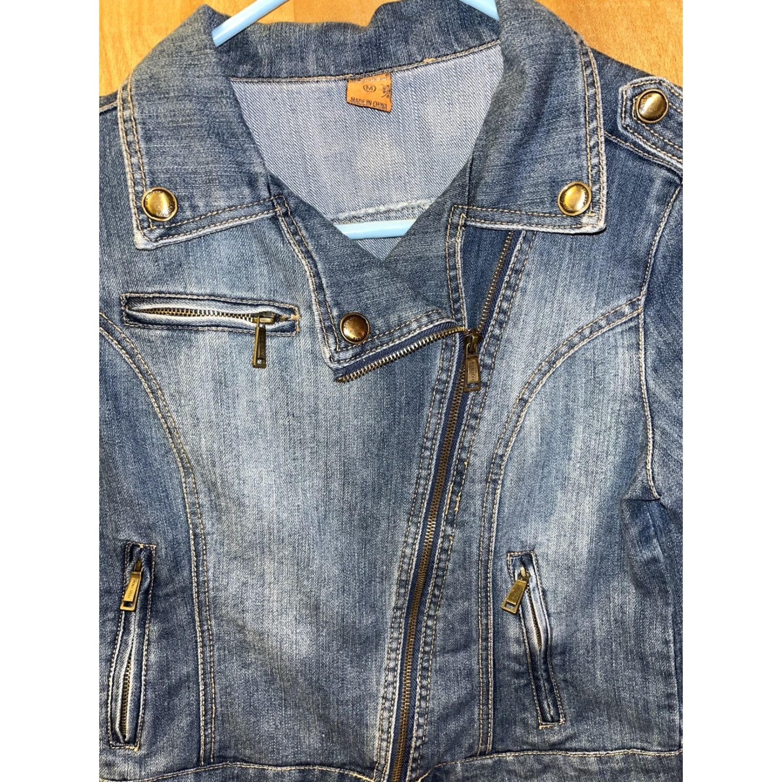 Vintage VINTAGE JouJou Denim Jacket 80s Motorcycle Style Medium Blue Zip Women’s Size M / US 6-8 / IT 42-44 - 2 Thumbnail