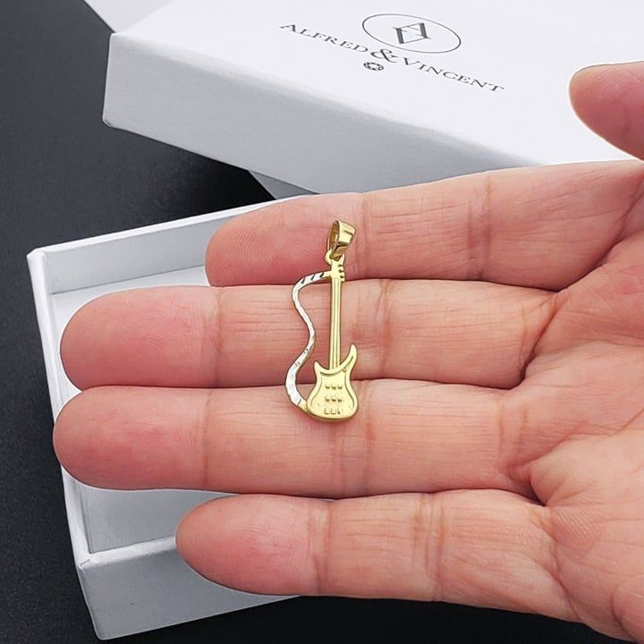 Other Electric Guitar Pendant 14k Yellow White Gold Music Lover Size ONE SIZE - 4 Thumbnail