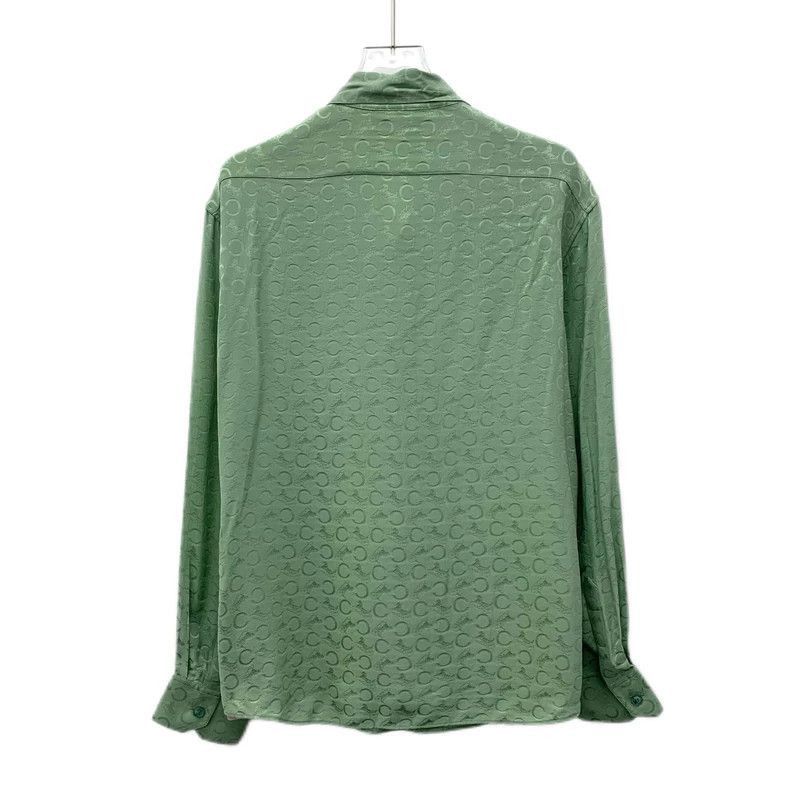 Celine Green Patterned Silk Tie Neck Blouse Size US M / EU 48-50 / 2 - 2 Thumbnail