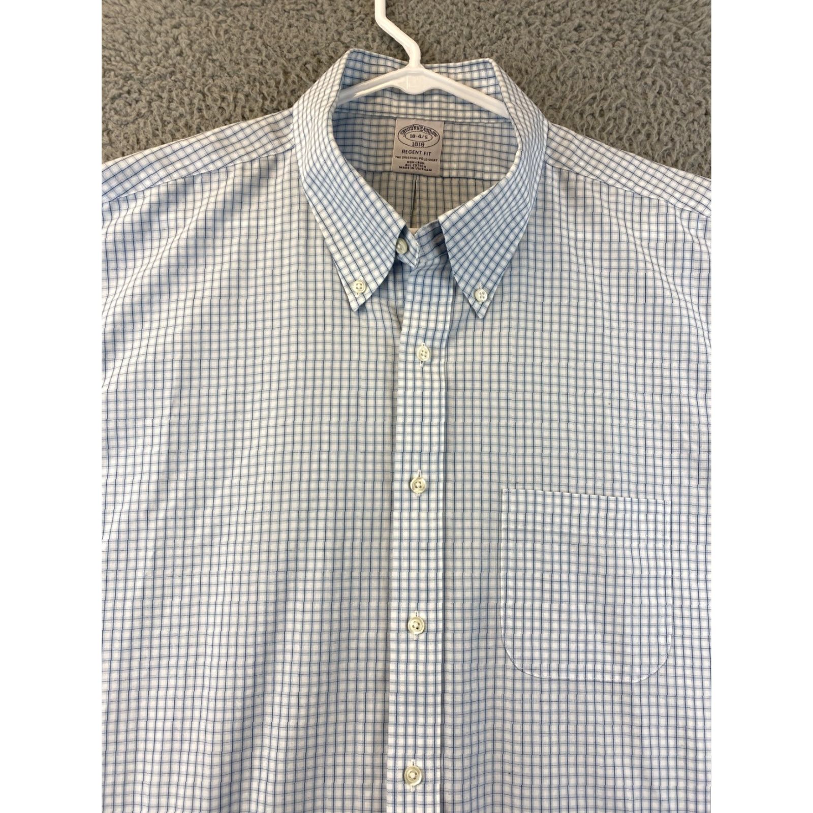 Brooks Brothers VINTAGE Brooks Brothers Plaid Dress Shirt Mens Slim Fit Long Sleeve Blue Cotton Size 18 Size 48R - 4 Thumbnail