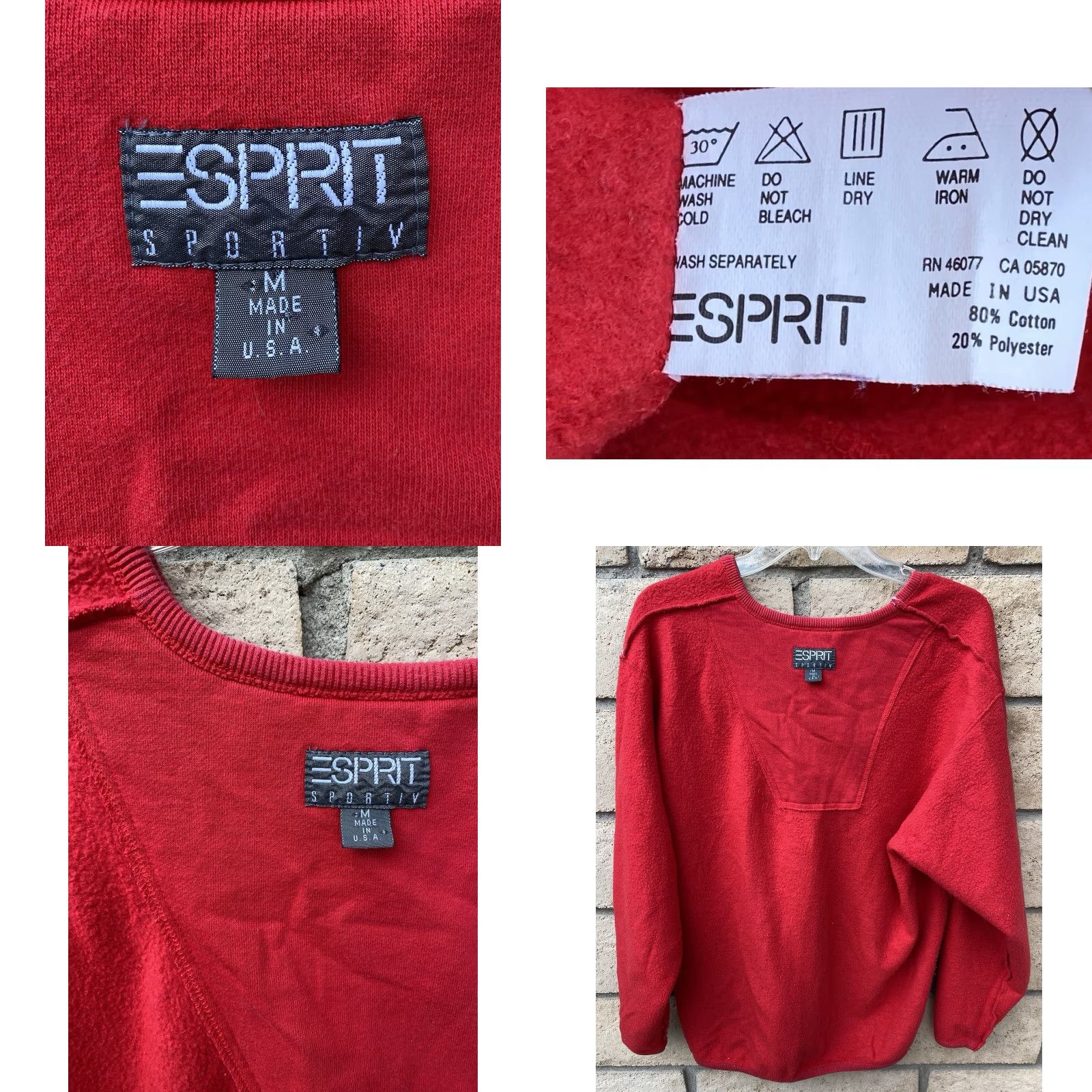 Esprit VINTAGE Esprit Sportiv V Neck Graphic Logo Sweatshirt Sweater Red USA Size M Womens Oversized Pullover Mockup Size M / US 6-8 / IT 42-44 - 9 Thumbnail