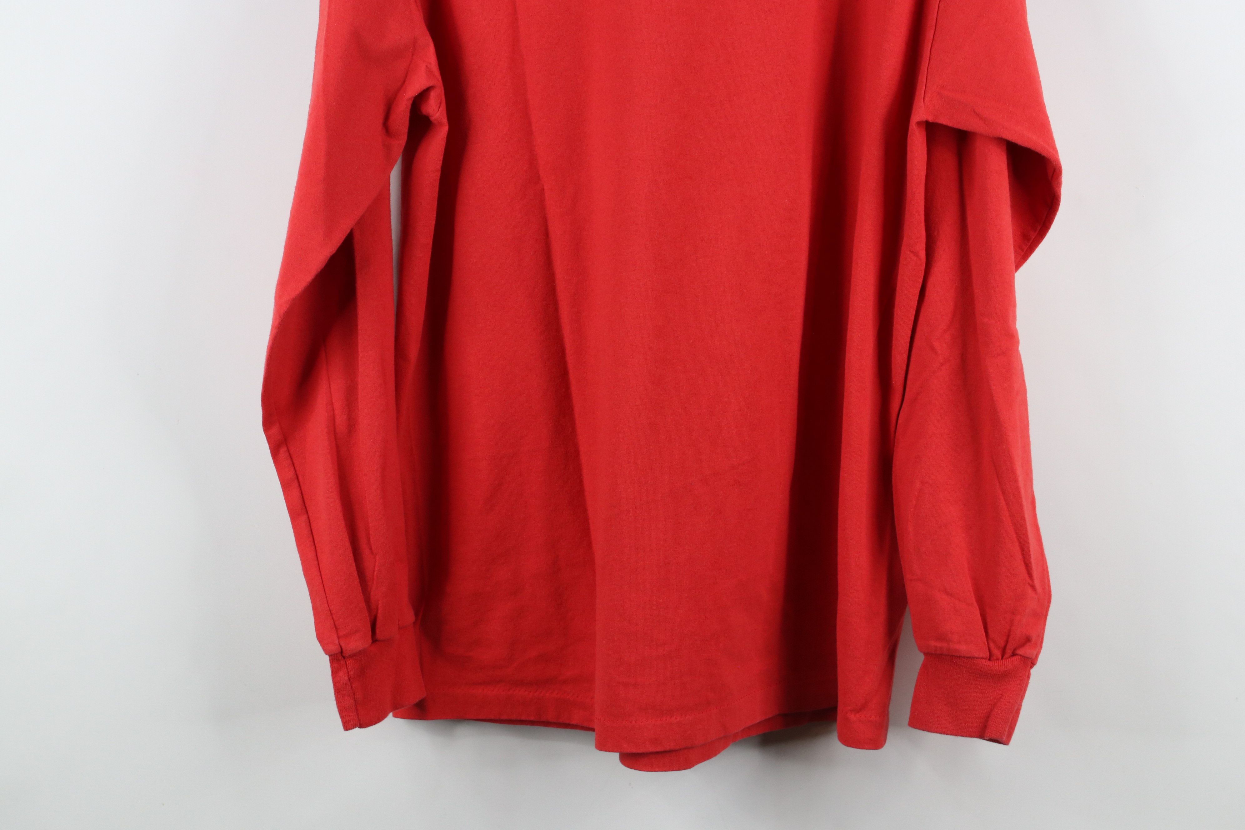 Vintage Vintage 80s 90s Streetwear Blank Long Sleeve T-Shirt Red USA Size US L / EU 52-54 / 3 - 9 Thumbnail