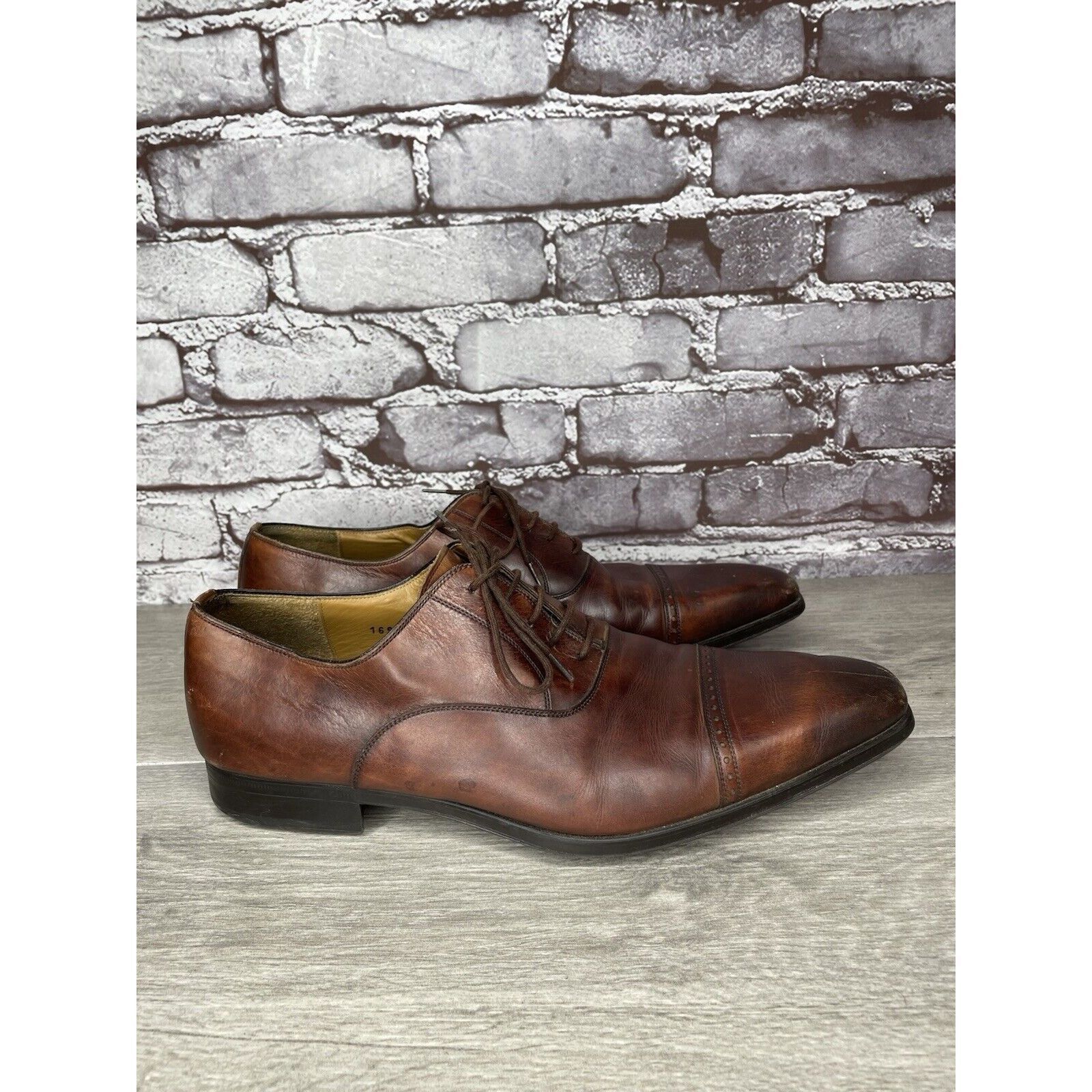Magnanni Neiman Marcus Brown Leather Cap Toe Oxfords Shoes M