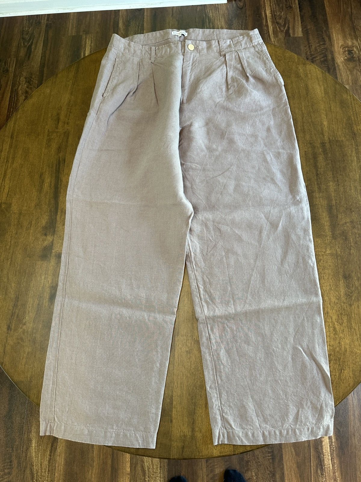 Blluemade Double Pleat Pant Belgium Linen Light Purple Sz L