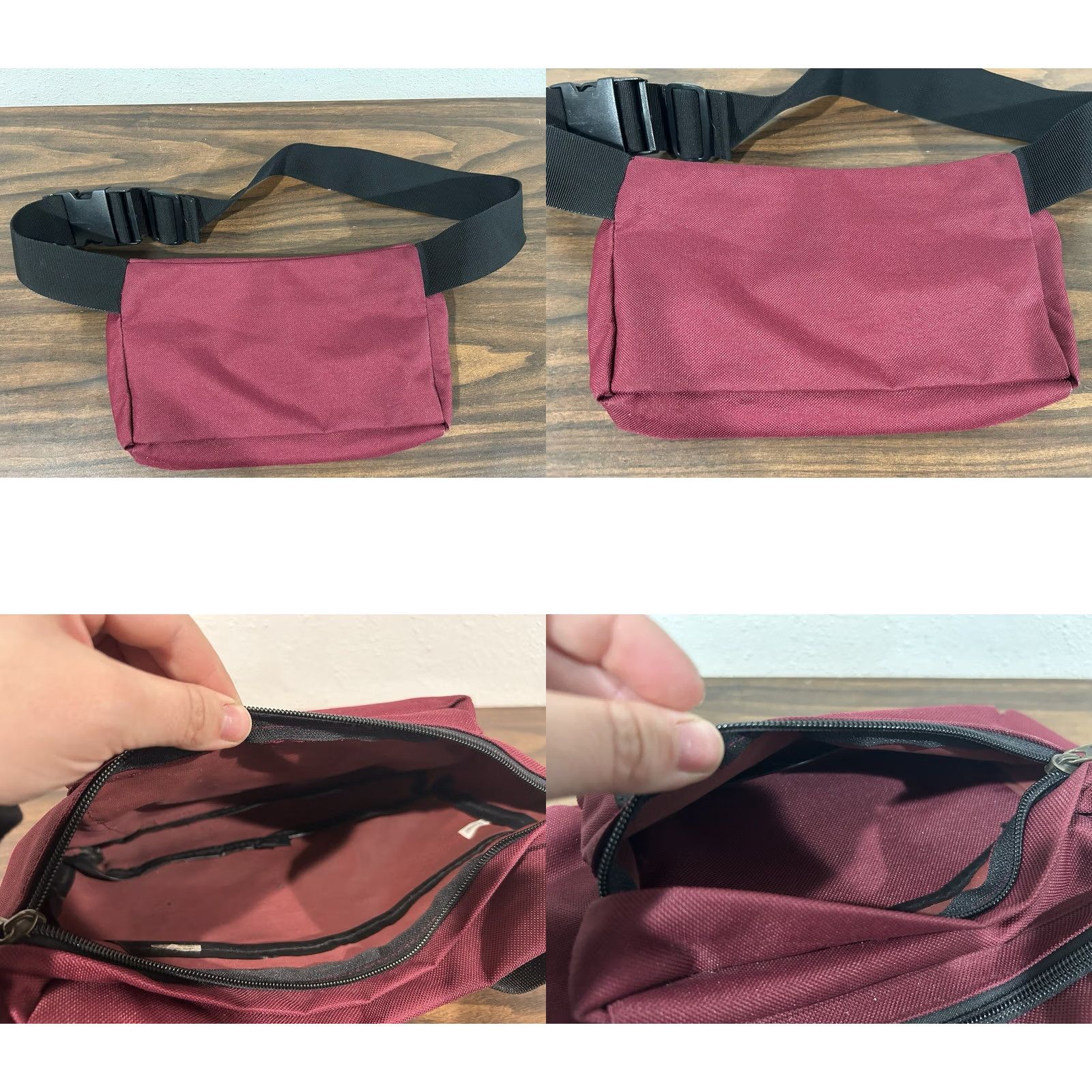 Vintage VINTAGE Cliff Hanger Burgundy 2 Pocket Adjustable Hip Waist Bag 90s Red Nylon Unisex Adult Messenger Cross Body Size ONE SIZE - 8 Thumbnail