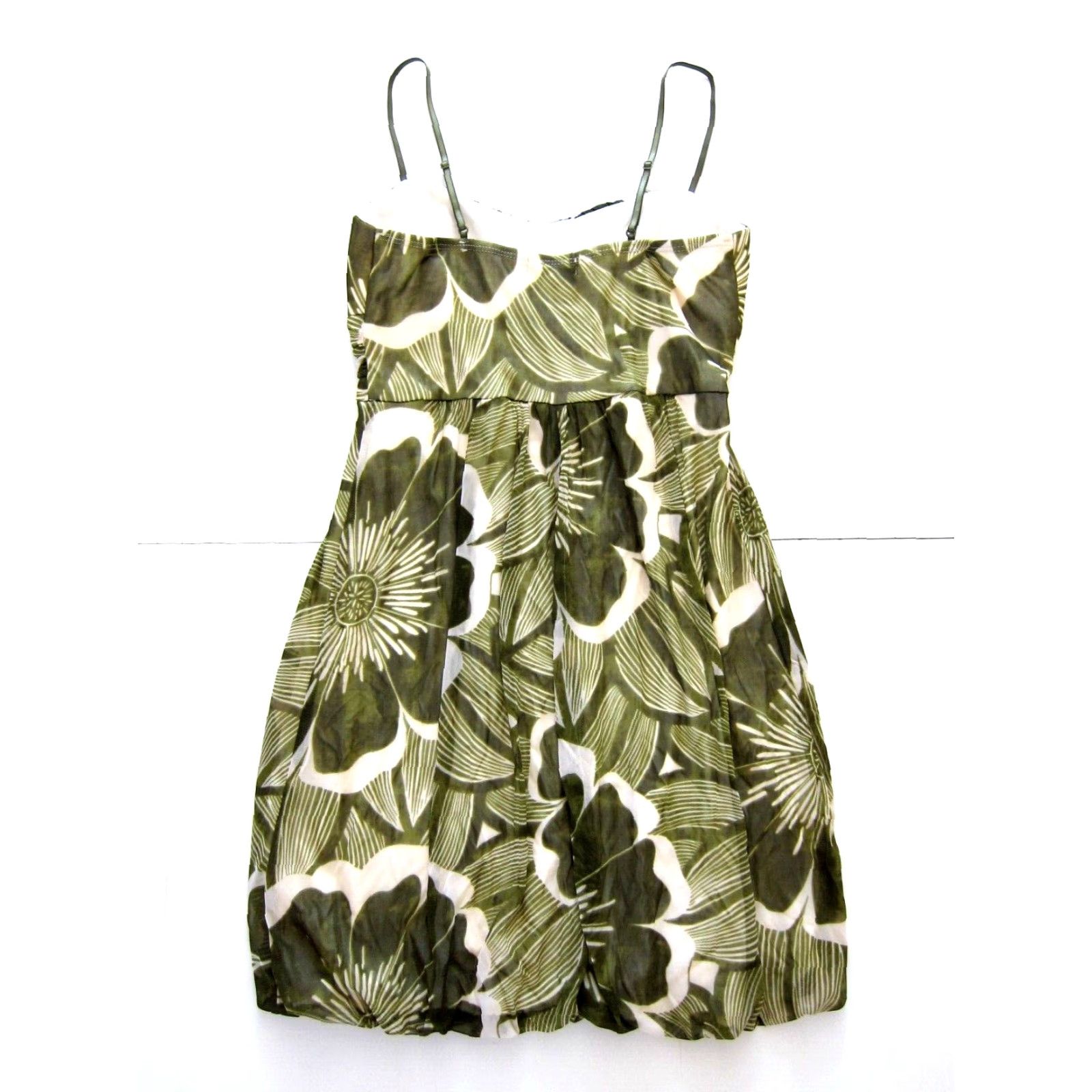Vintage Vtg Trixxi Green Ivory Floral Stretch Spaghetti Strap Empire Tank Slip Dress L Size L / US 10 / IT 46 - 2 Thumbnail