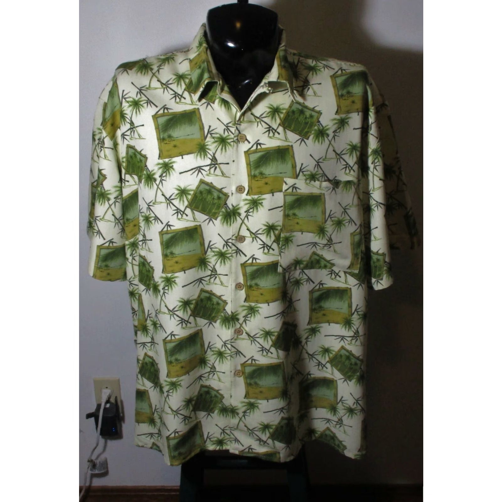 Vintage JOE MARLIN Maze Green Short Sleeve Button Shirt 2XL Mens Casual Hawaiian Size US XXL / EU 58 / 5 - 2 Thumbnail