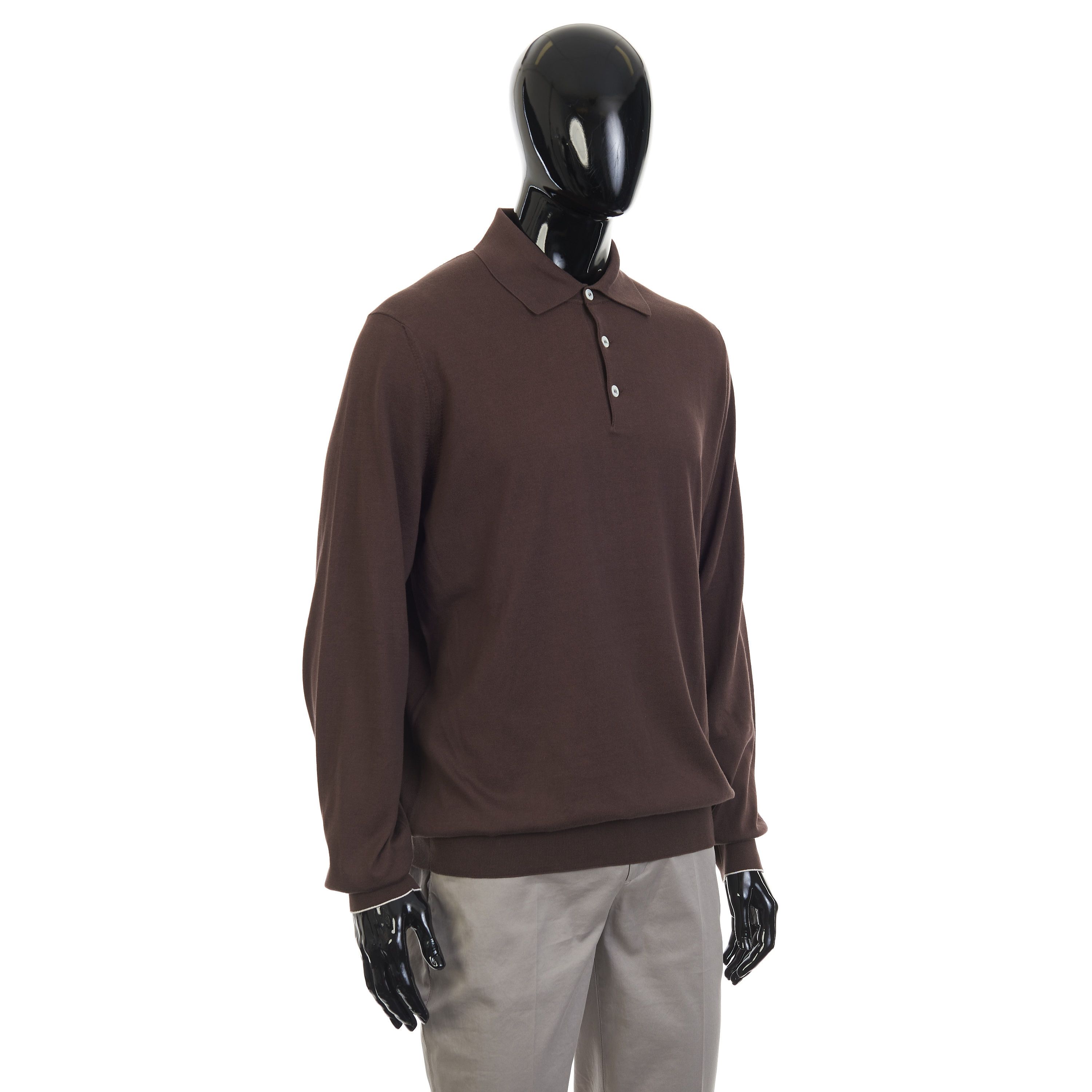 Brunello Cucinelli Brown Lightweight Cotton Knit Polo Shirt Size 58 Size US XXL / EU 58 / 5 - 9 Thumbnail