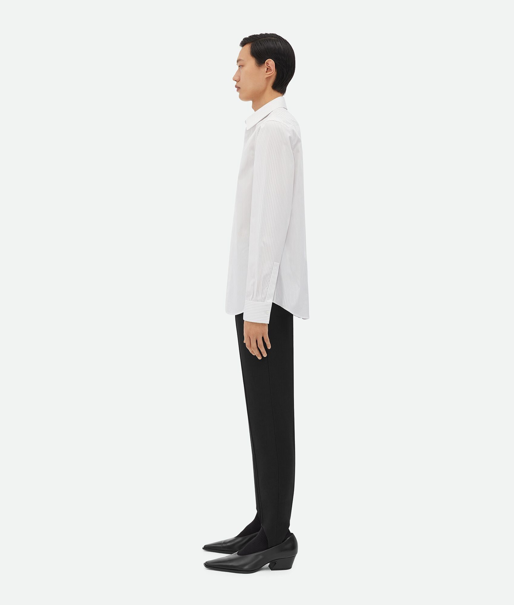 Bottega Veneta White Pinstripe Embroidered Logo Shirt Size US M / EU 48-50 / 2 - 3 Thumbnail