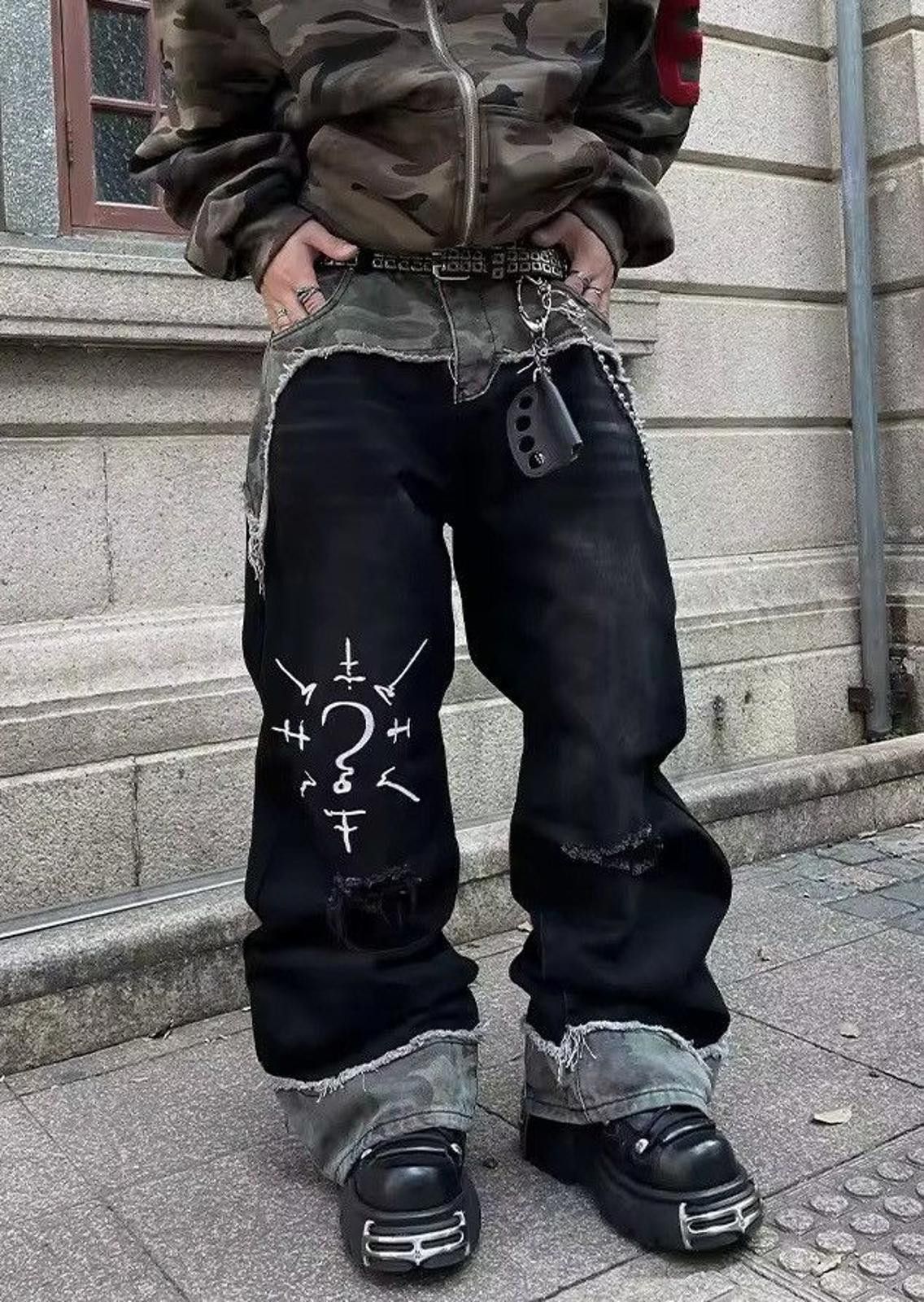 Jean Streetwear Patchwork Boot Cut Jeans Size US 31 - 1 Thumbnail