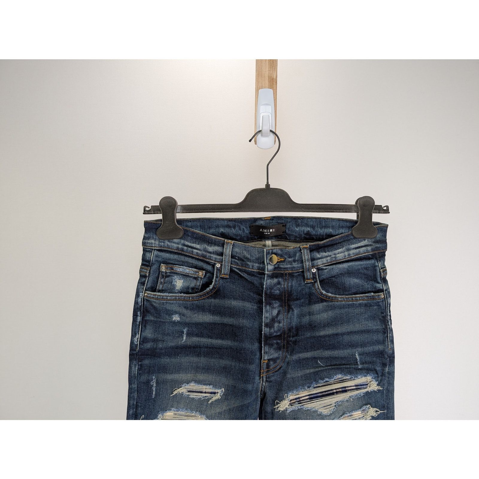Amiri o1rshd1 Plaid Thrasher Denim Jeans in Deep Classic Blue Size US 36 / EU 52 - 3 Thumbnail