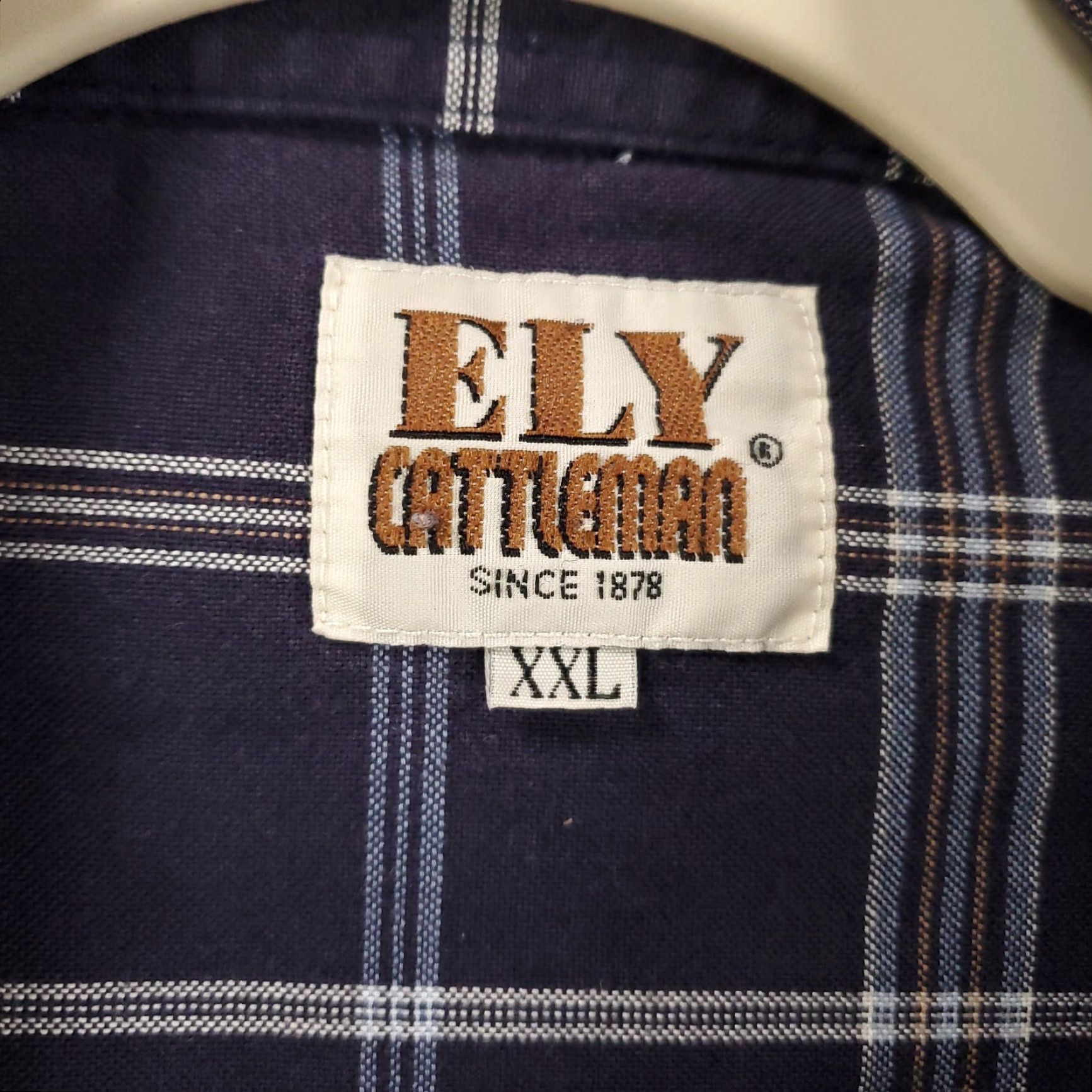 Vintage Ely Cattleman Pearl Snap Mens XXL Navy Plaid Snap Rodeo Western Long Sleeve 2XL Size US XXL / EU 58 / 5 - 5 Thumbnail