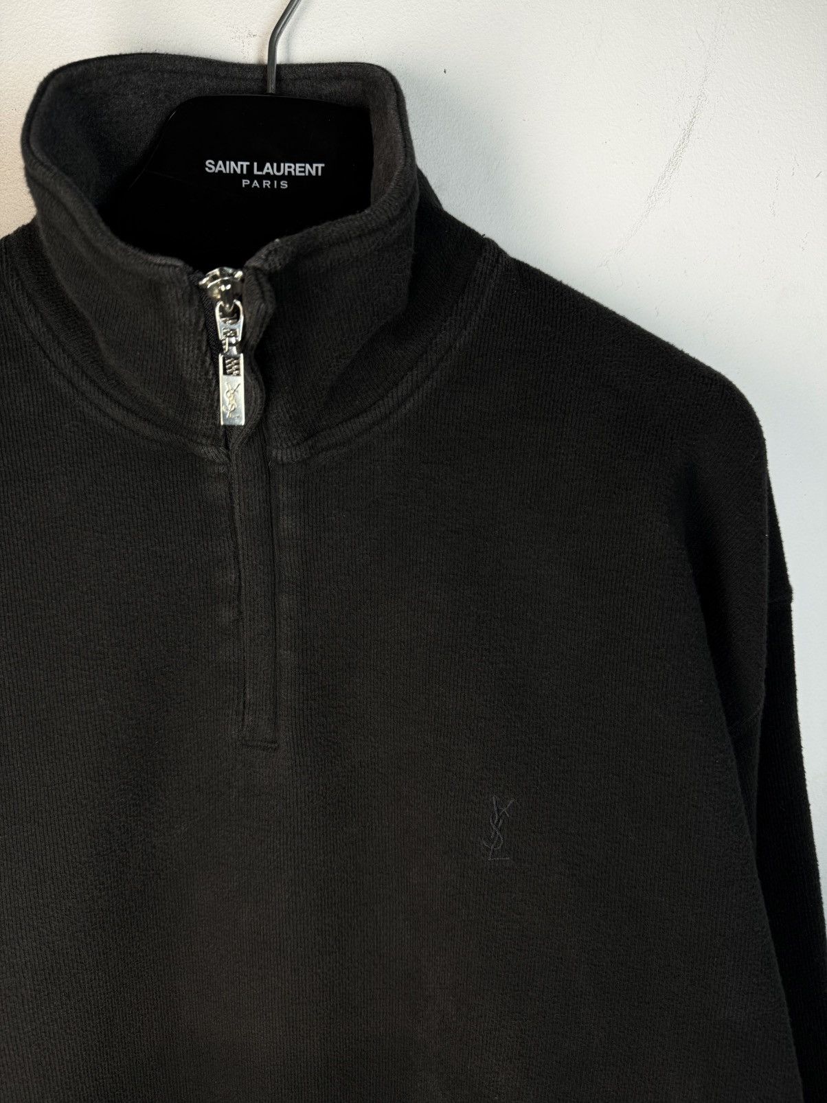 Yves Saint Laurent 90s YSL Sweatshirt 1/4 Quarter Zip Sweater Old Money Vintage Size US L / EU 52-54 / 3 - 5 Thumbnail
