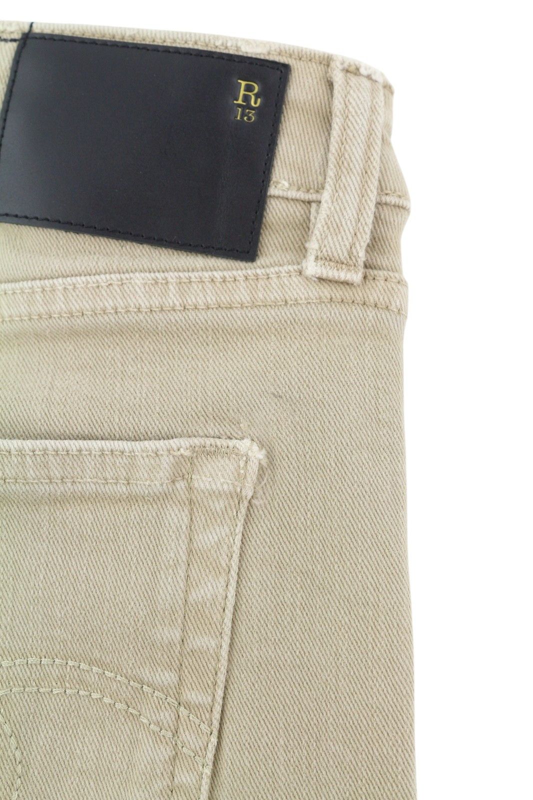 R13 BOY STRAIGHT 28 Khaki Stretch Faded Cropped 86263 Size 28" / US 6 / IT 42 - 8 Thumbnail