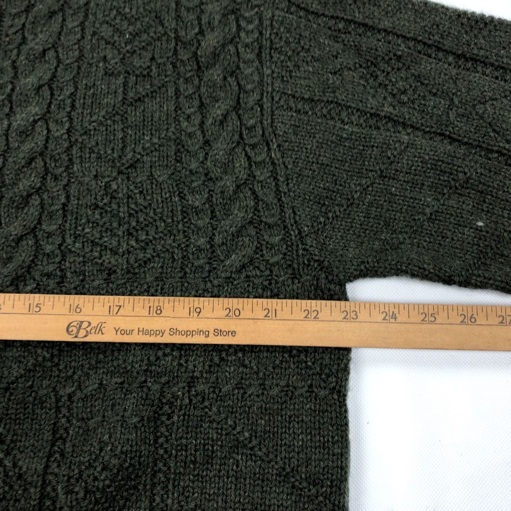 J.Crew VINTAGE J.CREW Men XL Green Cable Knit Wool Crew Neck Sweater Oarsman Size US XL / EU 56 / 4 - 4 Thumbnail