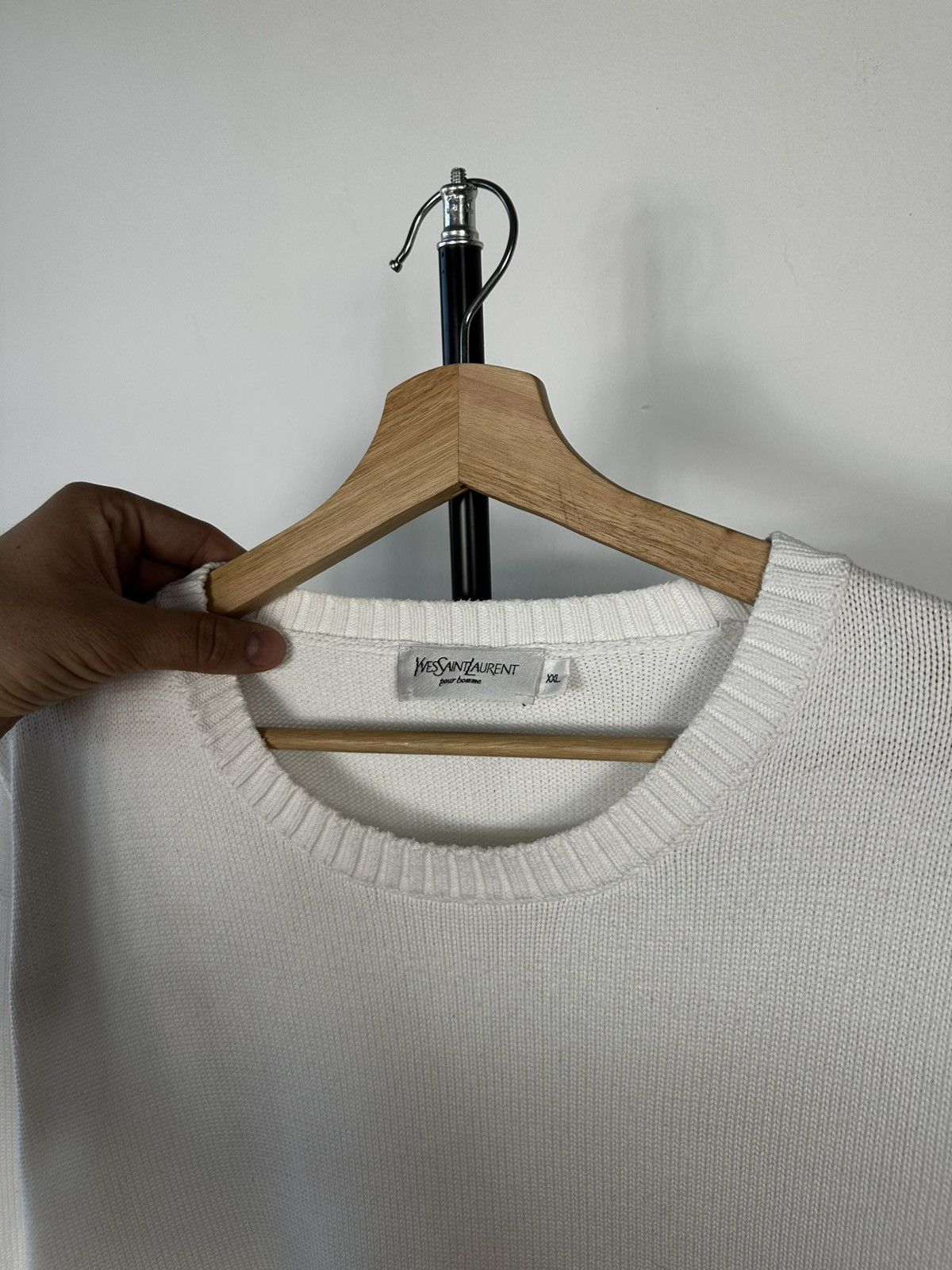 Yves Saint Laurent Vintage Yves Saint Laurent Pour Homme Knit Sweater White XXL Size US XXL / EU 58 / 5 - 3 Thumbnail