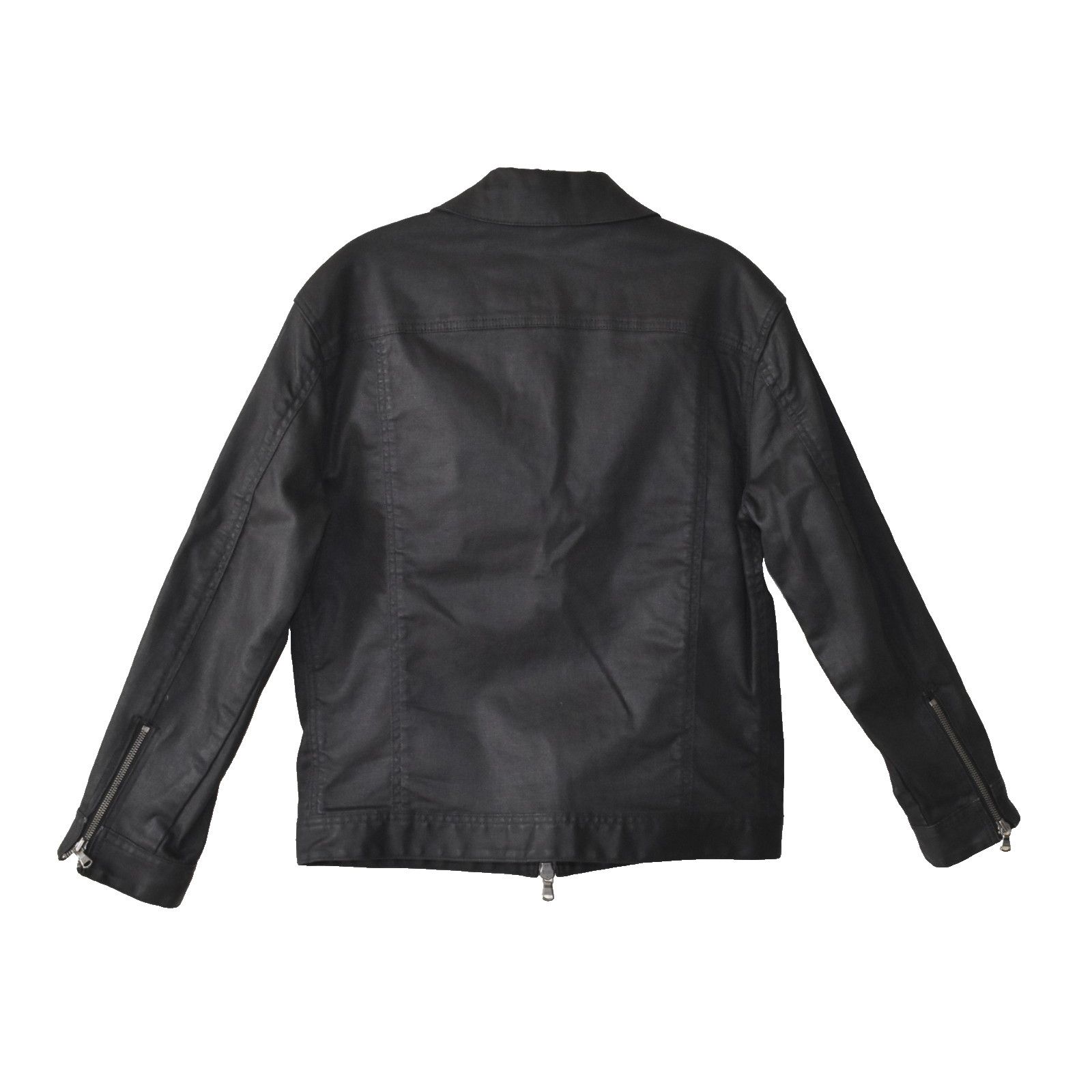John Varvatos NWOT JOHN VARVATOS Black Waxed Finish Denim Zip Jacket Sz M Size US M / EU 48-50 / 2 - 4 Thumbnail