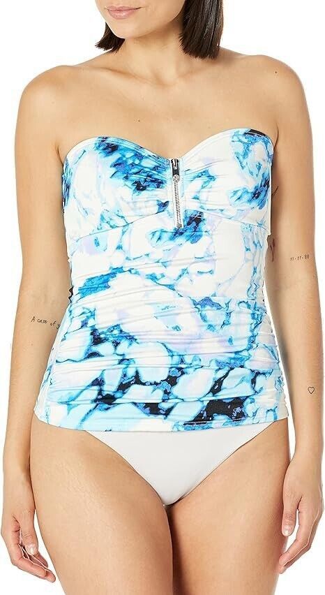 DKNY DKNY Strapless Tankini Swim Top Quartz Blue Tie Dye ( XS ) Size XS / US 0-2 / IT 36-38 - 1 Thumbnail