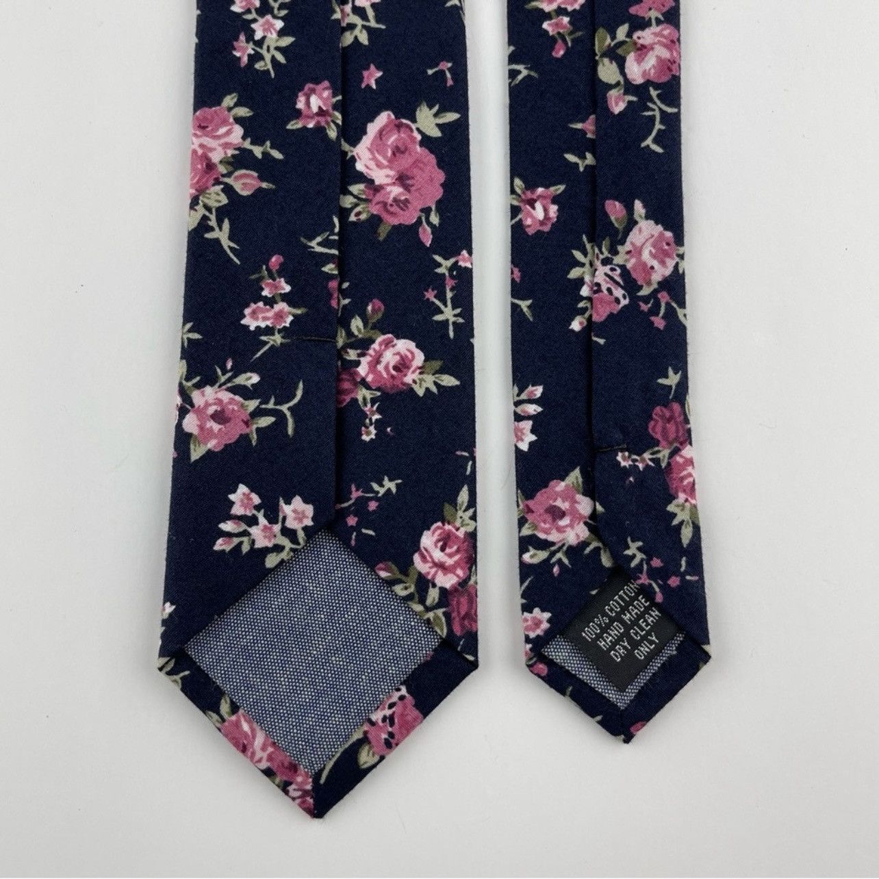 Other Men’s Navy Floral Slim Necktie & Rose Pink Tie Bar Size ONE SIZE - 5 Thumbnail