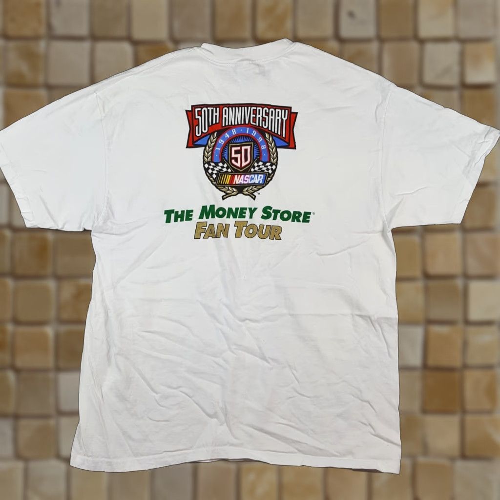 Hanes Vintage 90s NASCAR Racing T-Shirt Men's XL White Cotton Logo Embroidered Car Promo Y2K Retro Size US XL / EU 56 / 4 - 1 Thumbnail