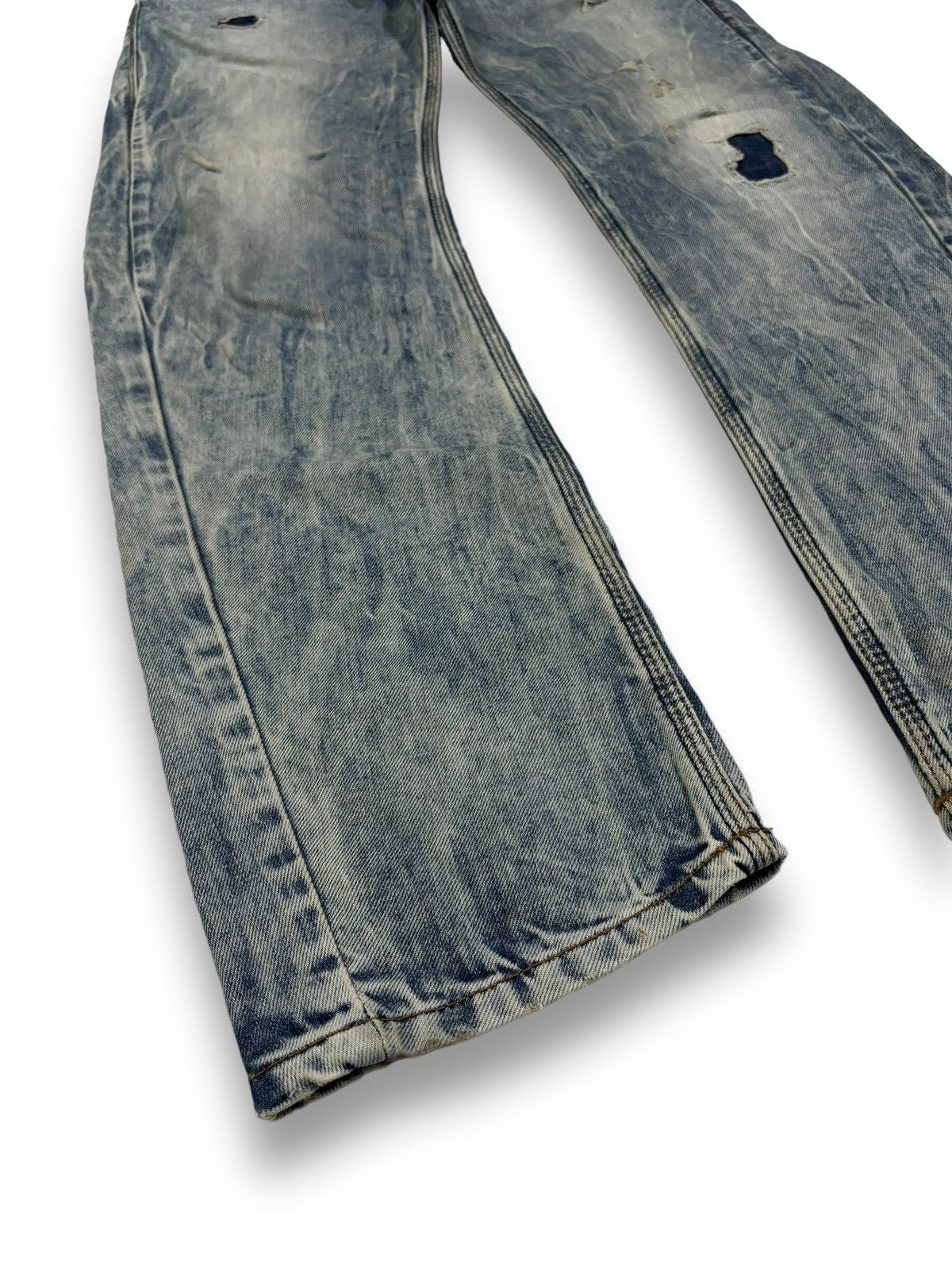 Diesel Diesel Industry Acid Wash Patched Distressed Curved Jeans Size US 31 - 10 Thumbnail