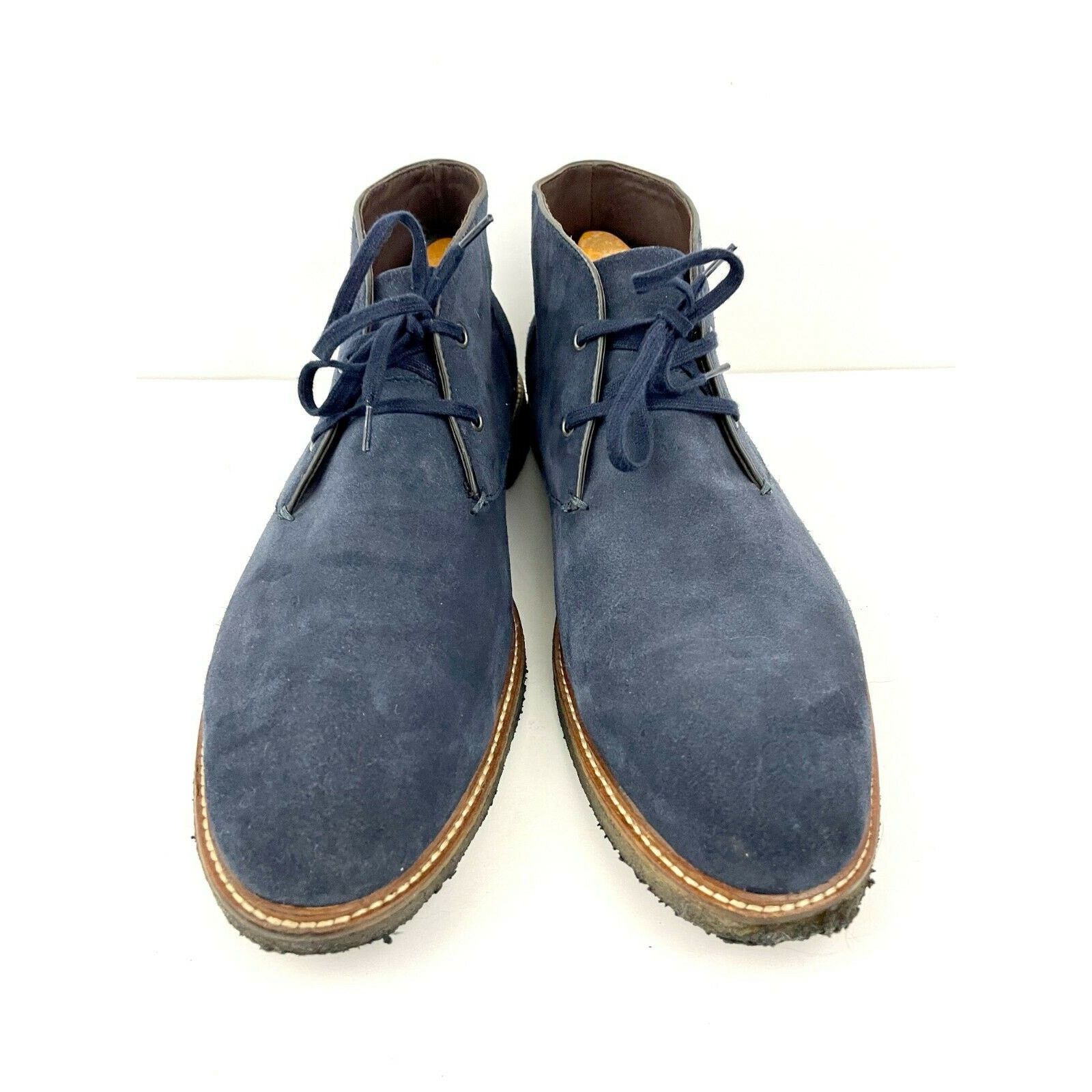 Bloomingdale's Blue Leather Lace Up Oxfords US 10.5 Dress Shoes Size US 10.5 / EU 43-44 - 2 Thumbnail