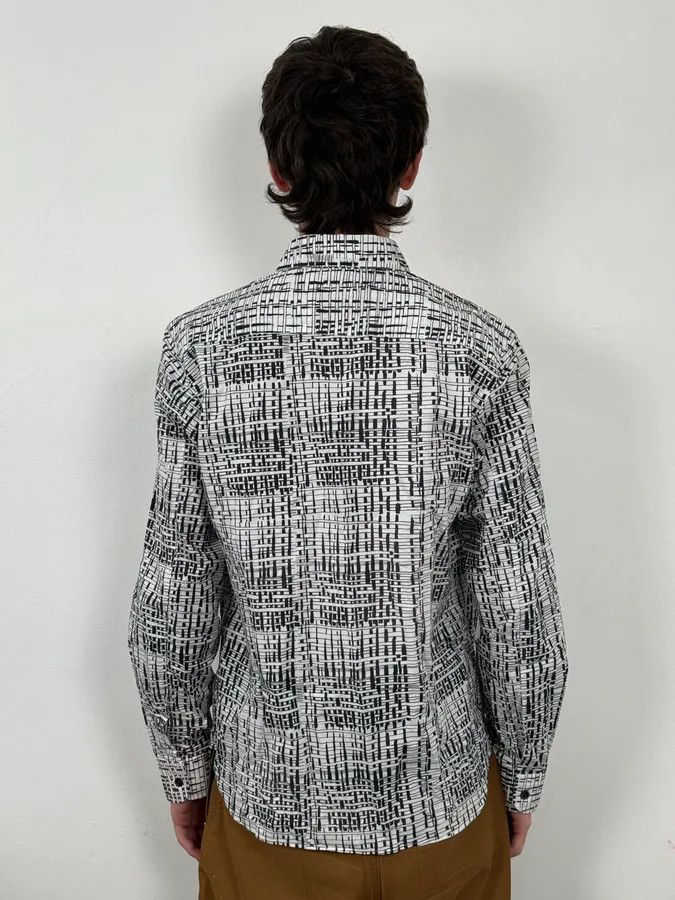 agnes b. Agnès B Trompe L’oeil Script Abstract Black & White Shirt Size US M / EU 48-50 / 2 - 3 Thumbnail