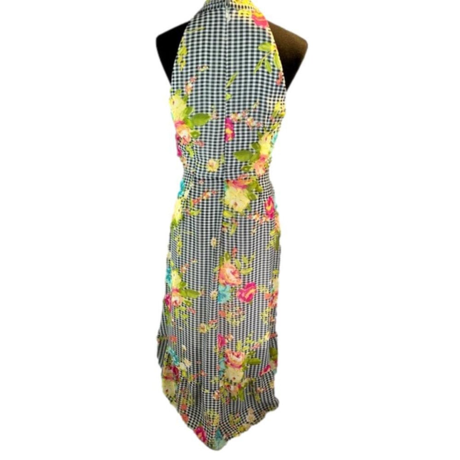 Designer Chic Floral Halter Dress - Size M Size M / US 6-8 / IT 42-44 - 4 Thumbnail