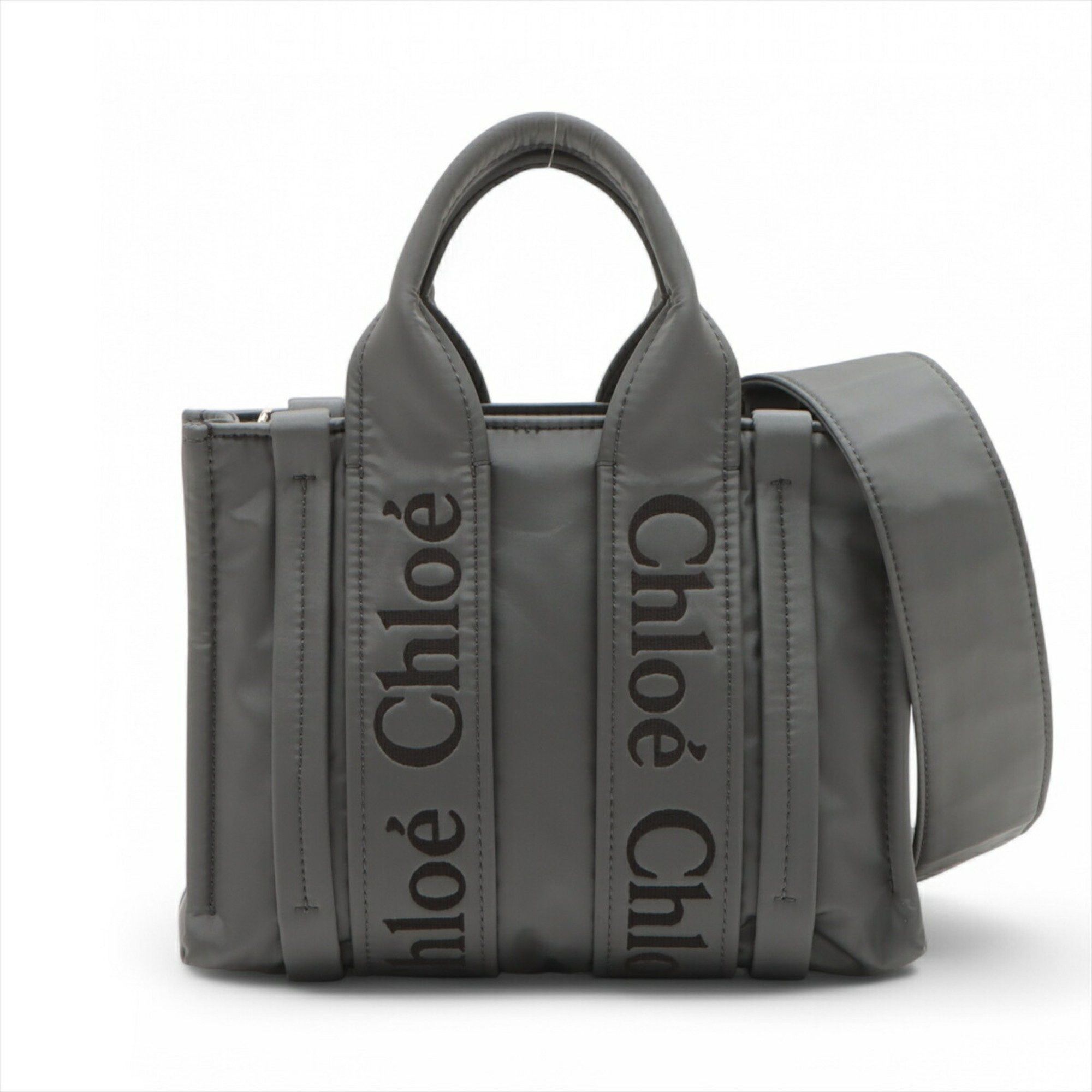 Chloé Chloe Woody Small Shoulder Bag Crossbody Hand Tote Women's in Grey