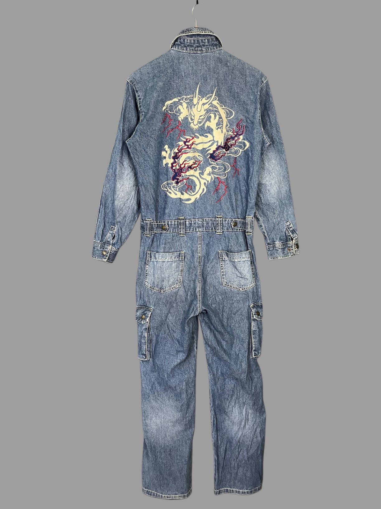 Japanese Brand Amore Puro Dragon Backhit Denim Cargo Coverall Size US S / EU 44-46 / 1 - 1 Thumbnail