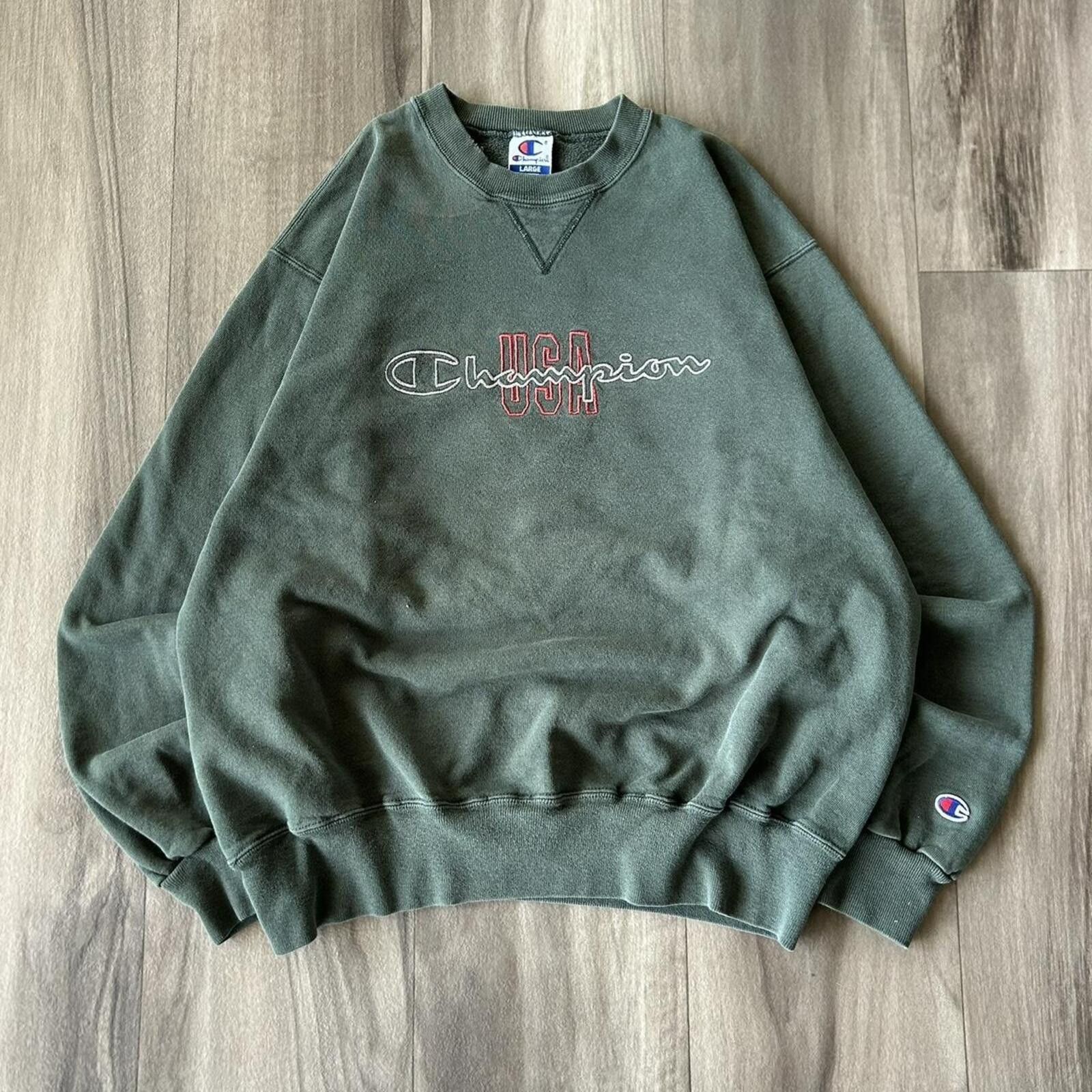 Champion Vintage 90’s Champion Green USA Crewneck Sweatshirt L Size US L / EU 52-54 / 3 - 1 Thumbnail