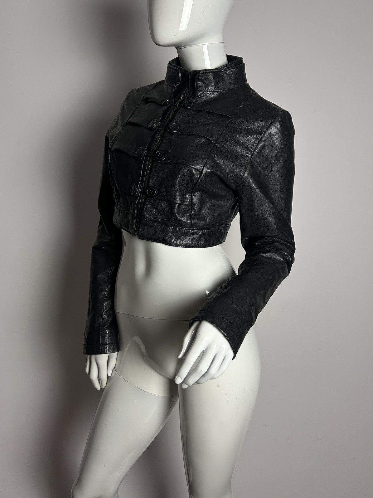 Other Vintage leather cropped jacket with button details Size S / US 4 / IT 40 - 4 Thumbnail
