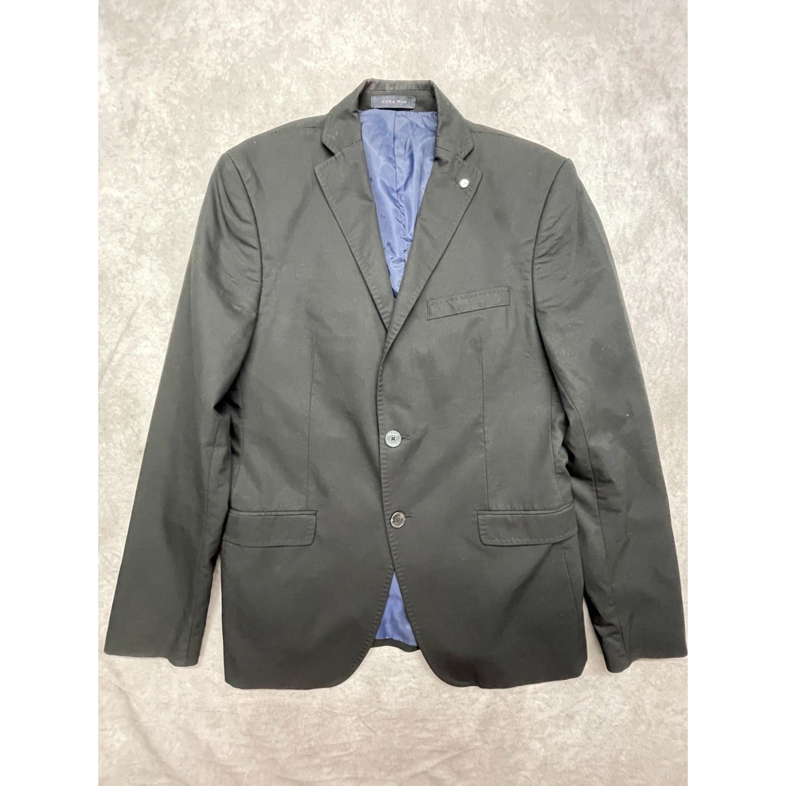 Other ZARA MAN Black Suit Jacket Blazer USA 40 Slim Fit Blue Lined Size 40R - 1 Thumbnail