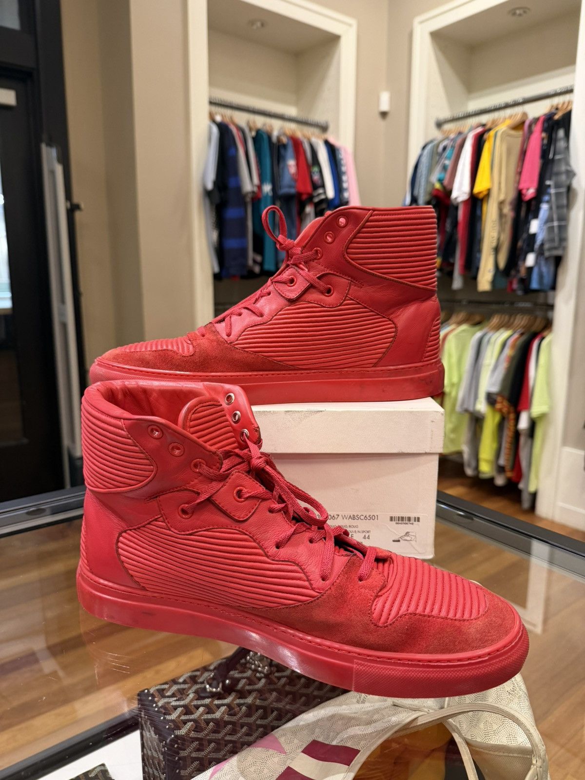 Balenciaga Balenciaga Cotes Pleated Leather High - Red Size US 11 / EU 44 - 2 Thumbnail