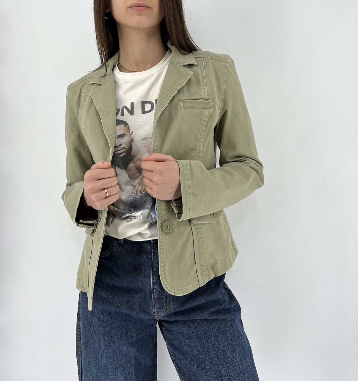 Gap × Vintage Gap Stretch Jean Jacket Womens Sz 2 Denim Gren Coat Button Size M / US 6-8 / IT 42-44 - 4 Thumbnail