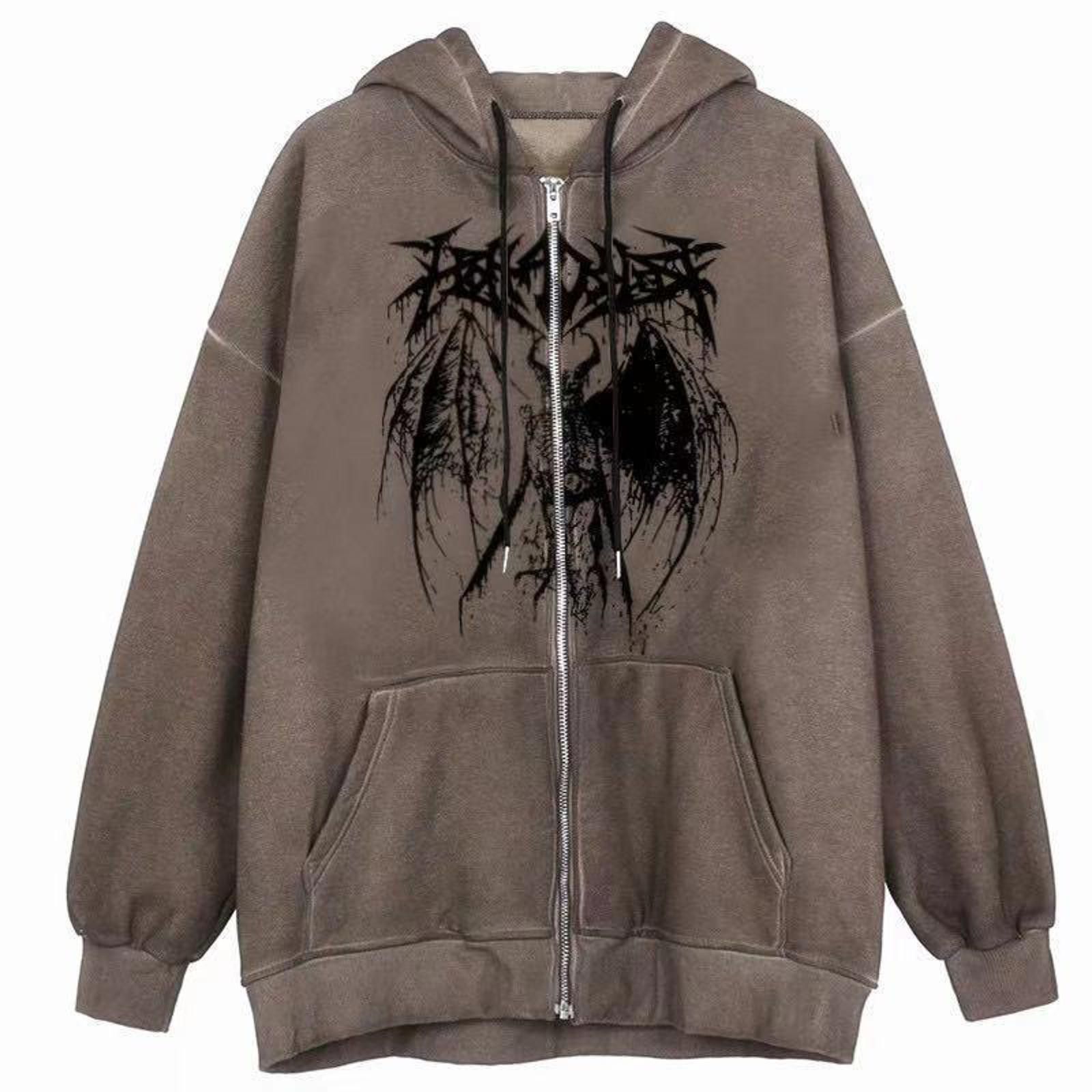 The Unbranded Brand Women's Hoodie Sweater Loose Zipper Cardigan Y2k Jacket Size US M / EU 48-50 / 2 - 5 Thumbnail