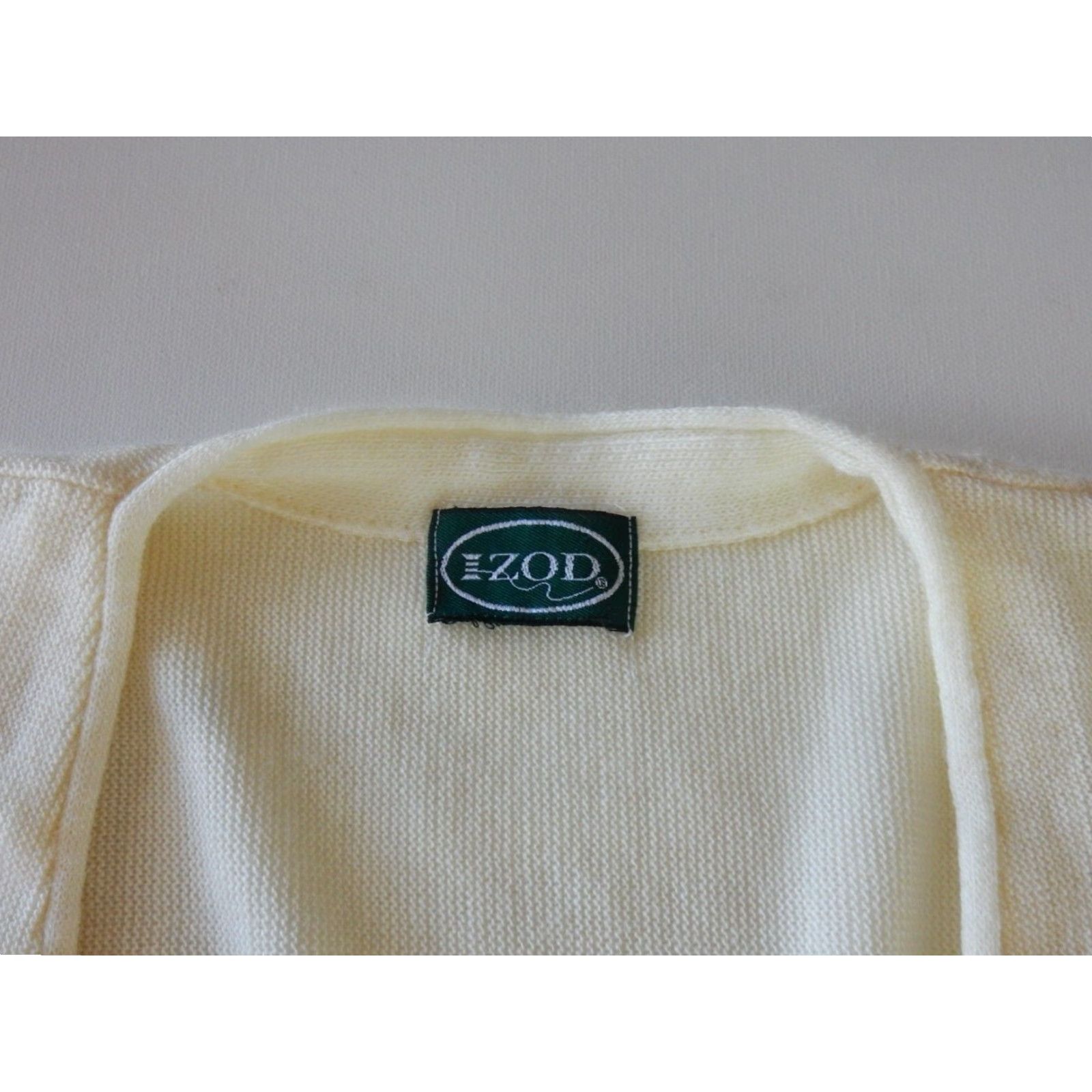 Izod VINTAGE IZOD Men's Cardigan Sweater Size L Ivory Acrylic 90s Classic Mens Size US L / EU 52-54 / 3 - 4 Thumbnail