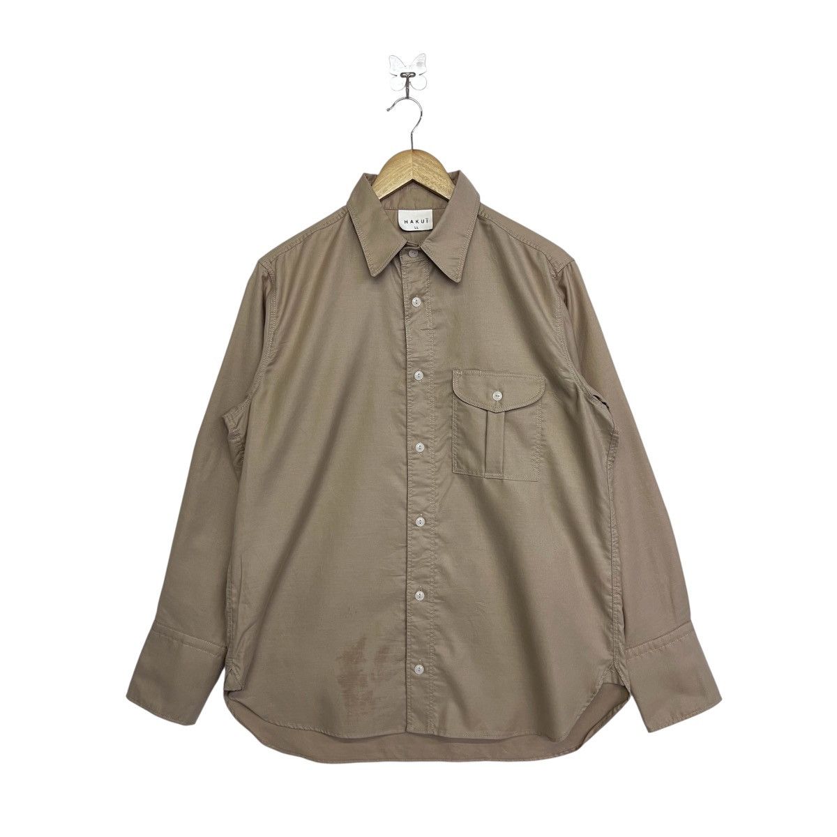 Japanese Brand HAKUI OXFORD STAND COLLAR WIDE CUFFS BUTTON SHIRT Size US XL / EU 56 / 4 - 2 Thumbnail