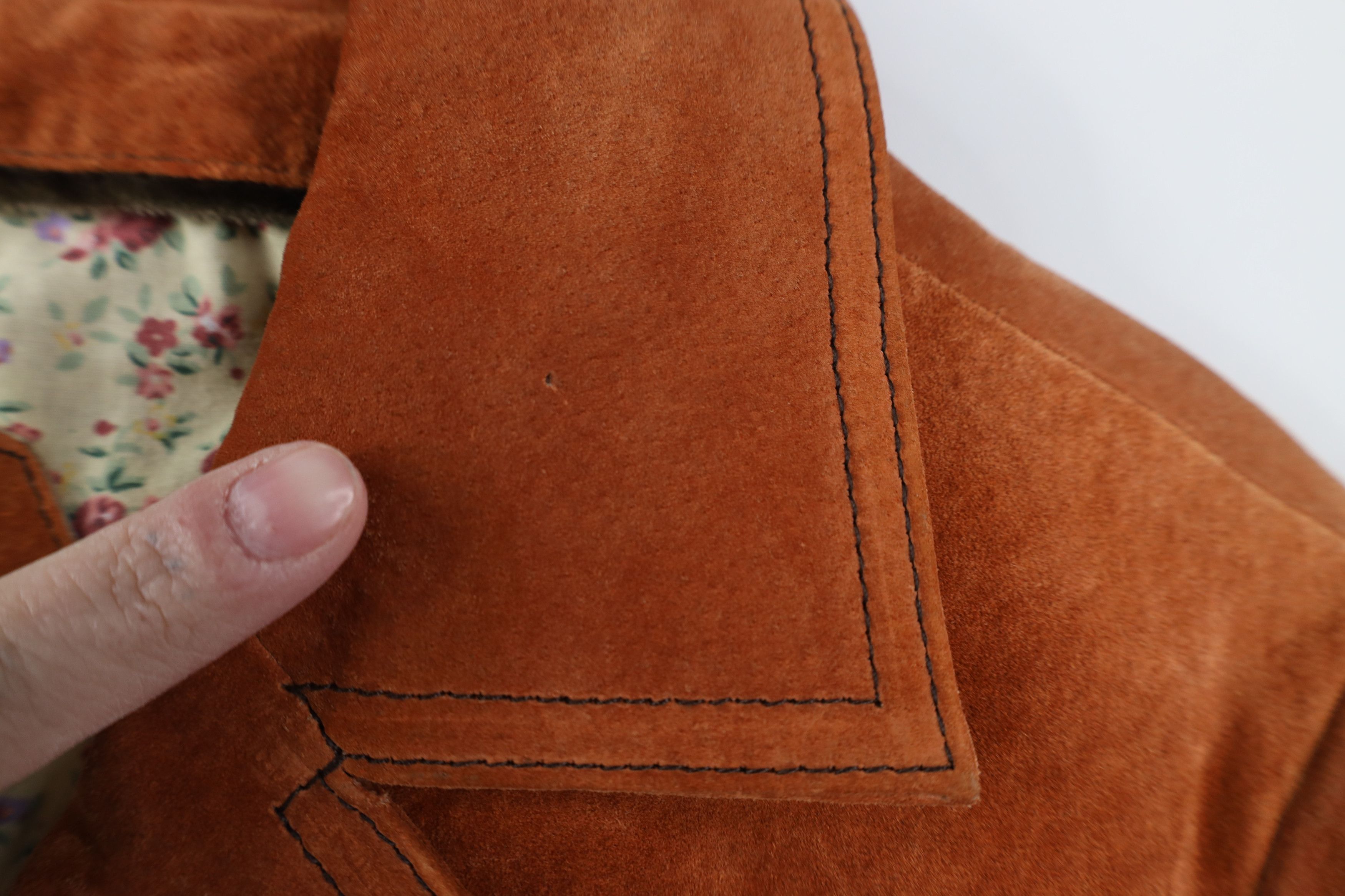 Vintage Vintage 90s Streetwear Suede Leather Jacket Burnt Orange Size L / US 10 / IT 46 - 4 Thumbnail