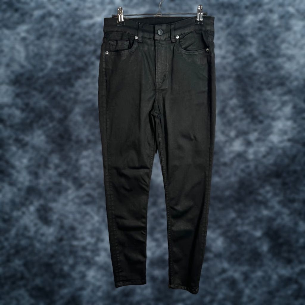 Allsaints AllSaints Womens Size 27 Black Dax Coated Skinny Jeans Modal Polyester Blend Denim 5-Pocket Design Zip Adult Womens 27 Black Skinny Jeans Size 27" / US 4 / IT 40 - 1 Thumbnail