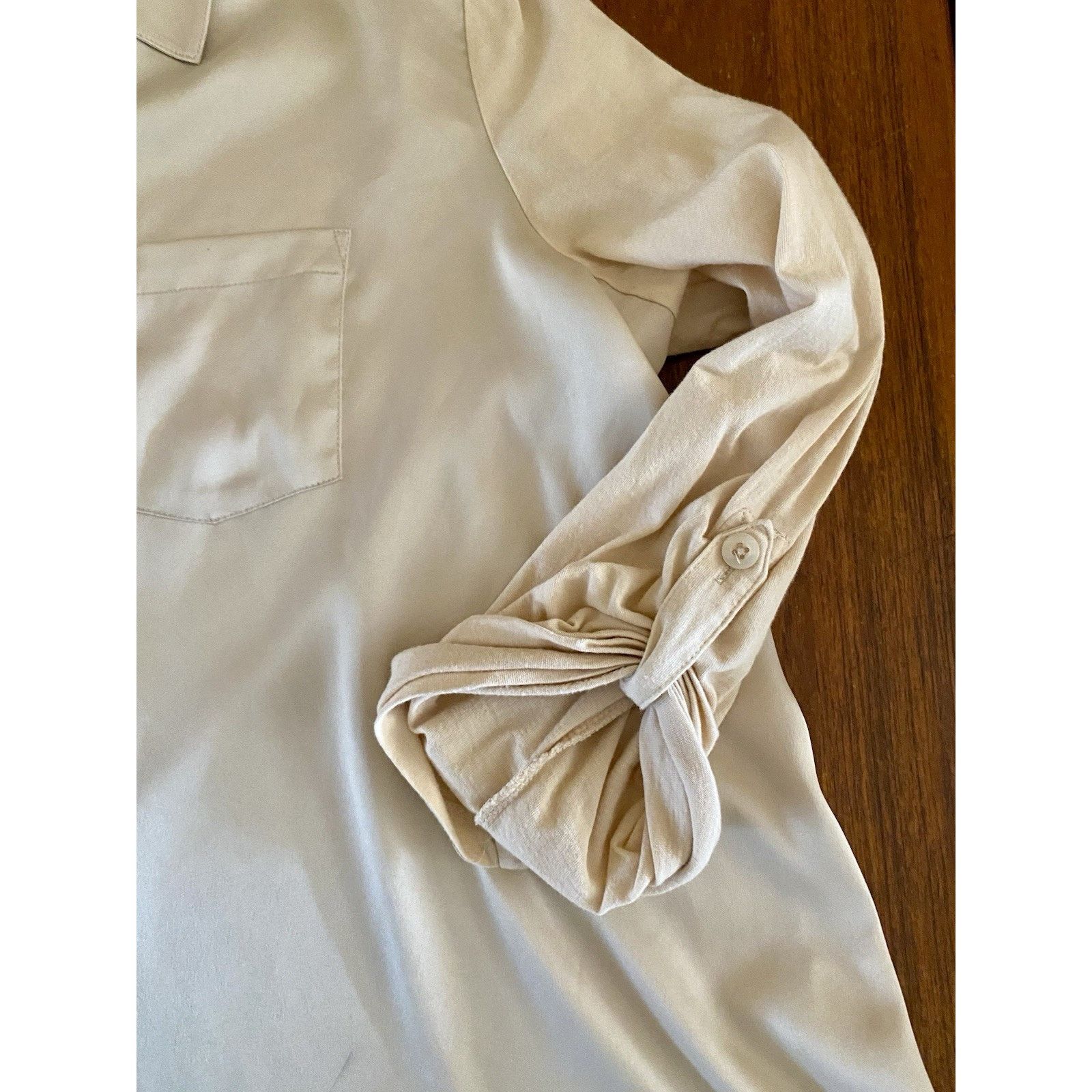 & Other Stories Women’s Shirt Daisy Fuentes XL Blouse Tab Sleeve Cream Size XL / US 12-14 / IT 48-50 - 4 Thumbnail