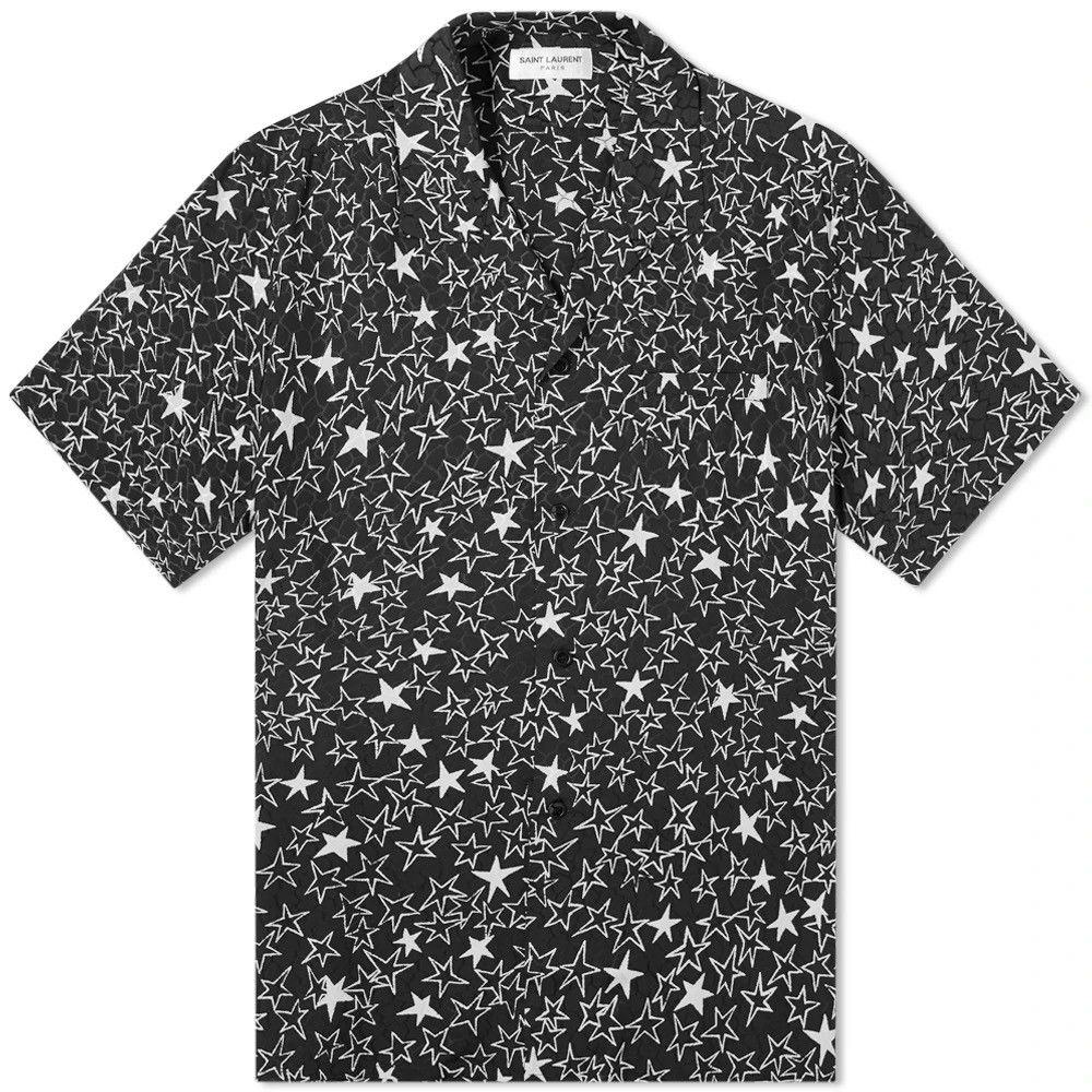 Saint Laurent Paris SS20 Saint Laurent star silk camp shirt Hawaiian 42 short Size US L / EU 52-54 / 3 - 23 Thumbnail