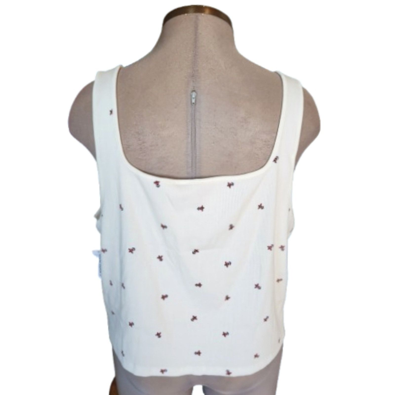 Old Navy OLD NAVY ☆ TINY FLOWERS ☆ WHITE RIBBED TANK TOP 4x ☆ NWT Size 4XL / US 24-26 - 5 Thumbnail
